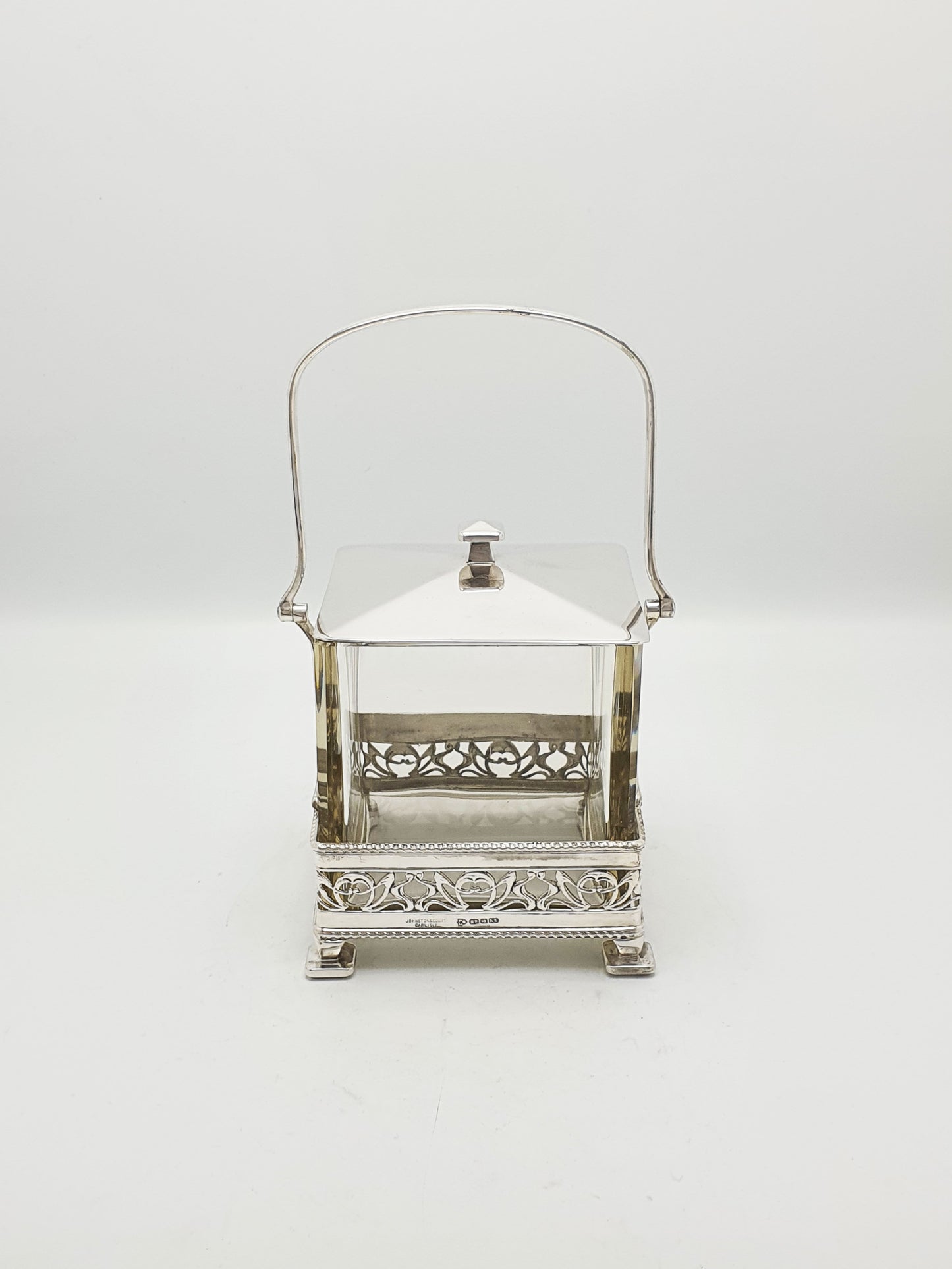 Splendid Art Deco Silver Plate & Glass Biscuit Box – circa 1925