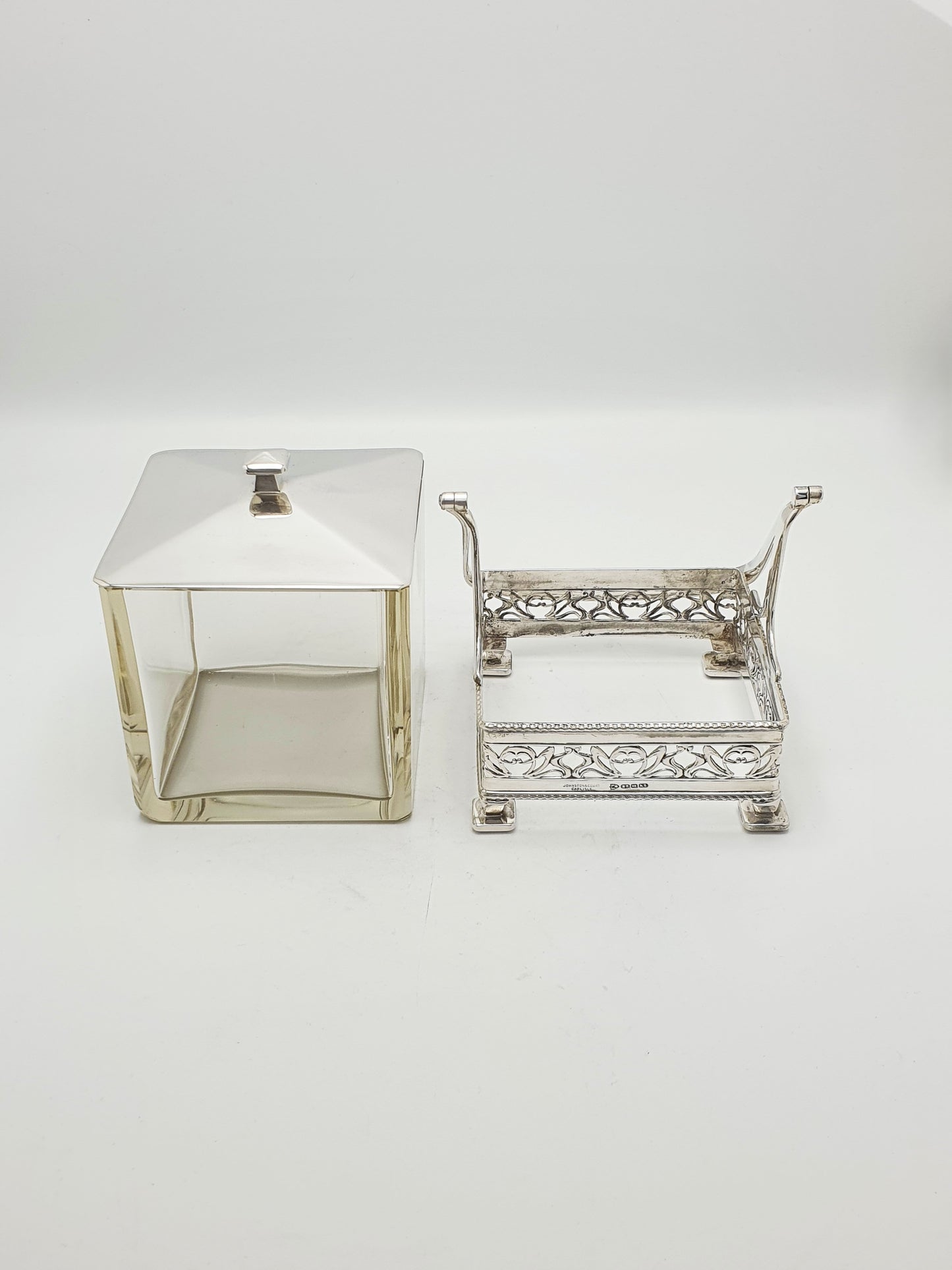 Splendid Art Deco Silver Plate & Glass Biscuit Box – circa 1925