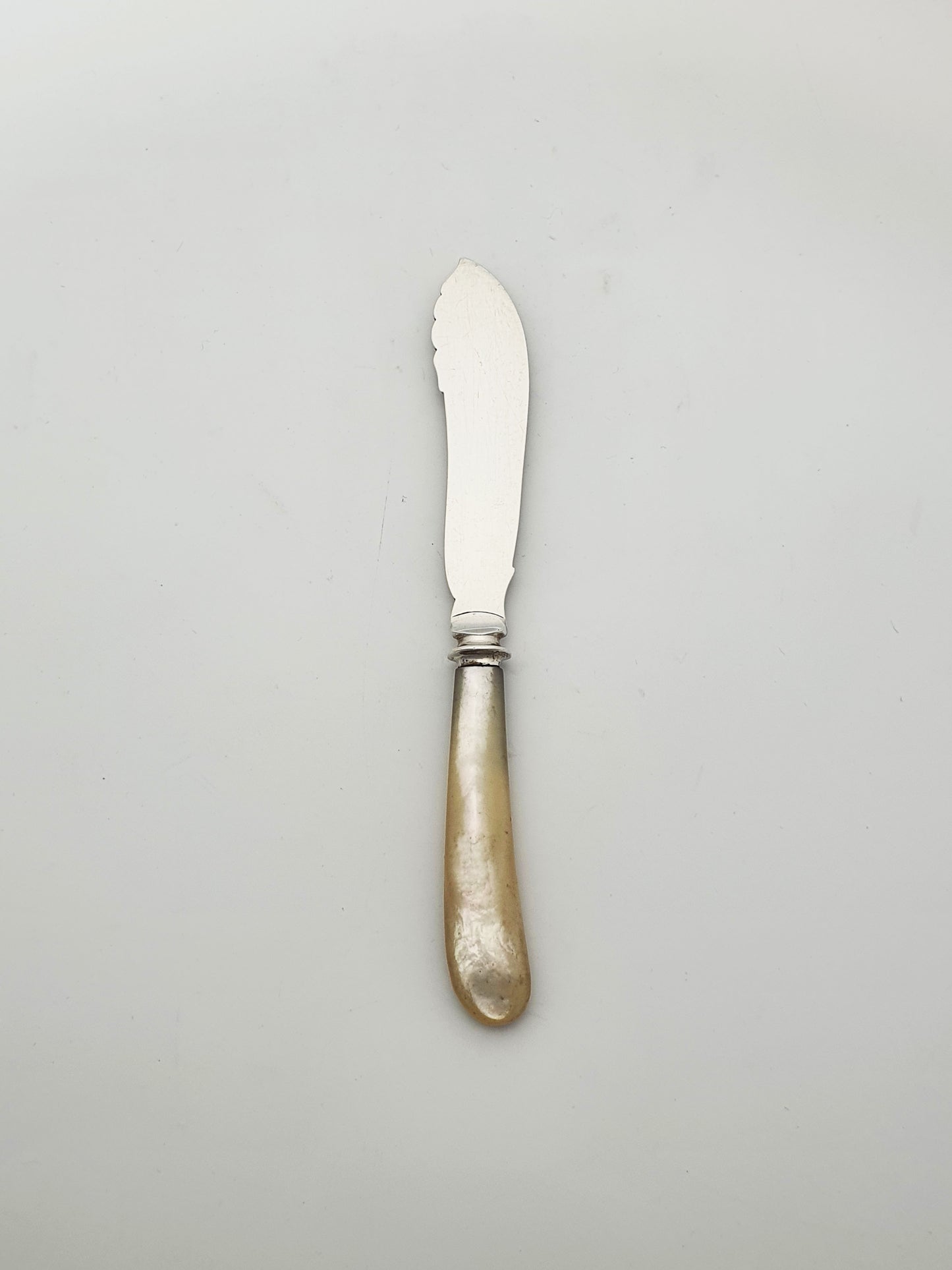 Lovely Antique Sterling Silver Butter Spreader with Mother-of-Pearl Handle - 1904