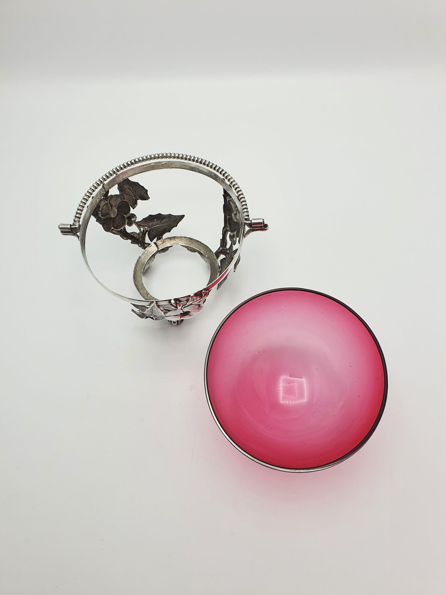 Lovely Antique Victorian Cranberry Glass & Silver Plated Sugar Bowl – circa 1890