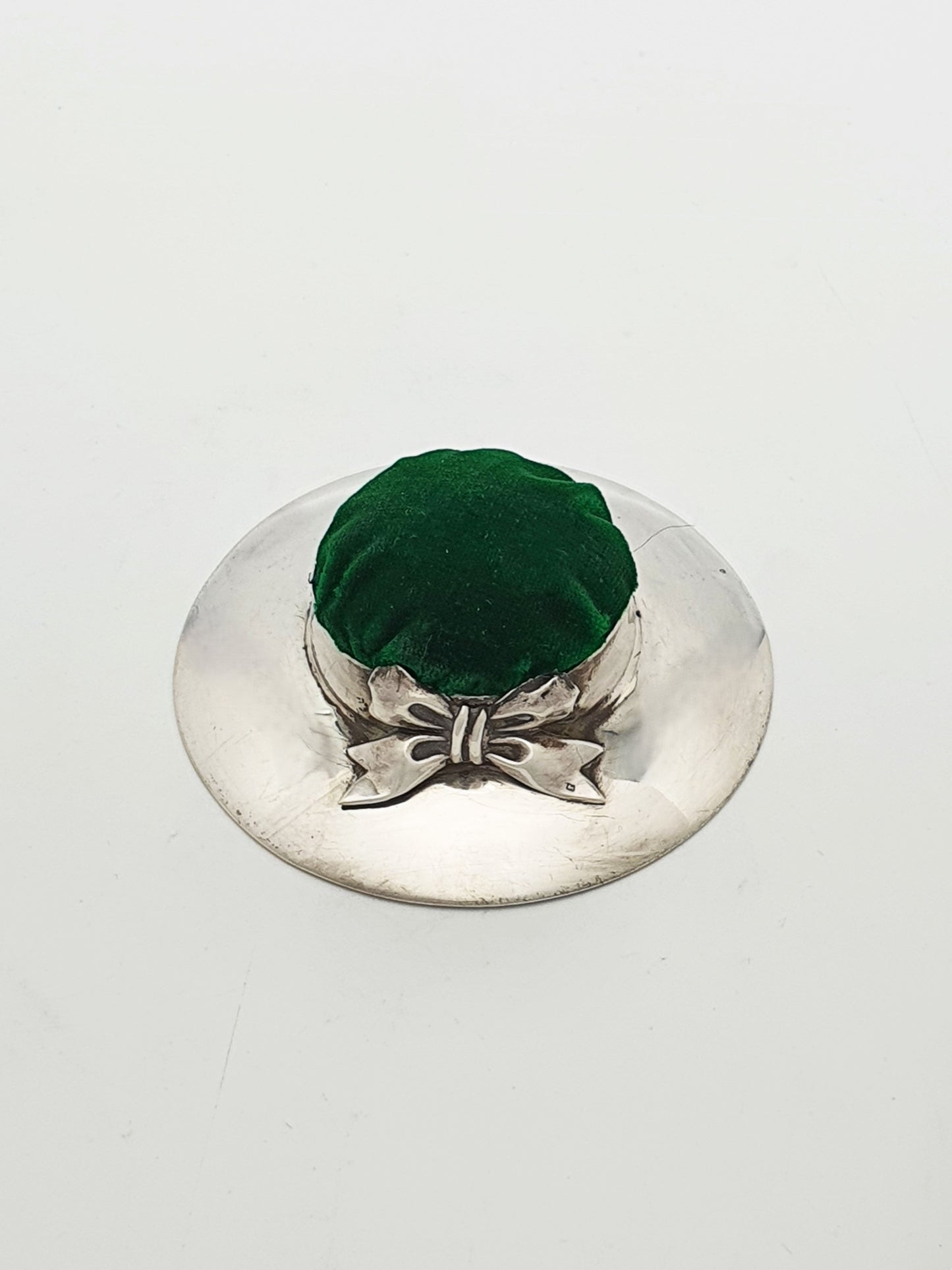 Lovely Edwardian Sterling Silver Suffragette Hat-Shaped Pin Cushion - 1908