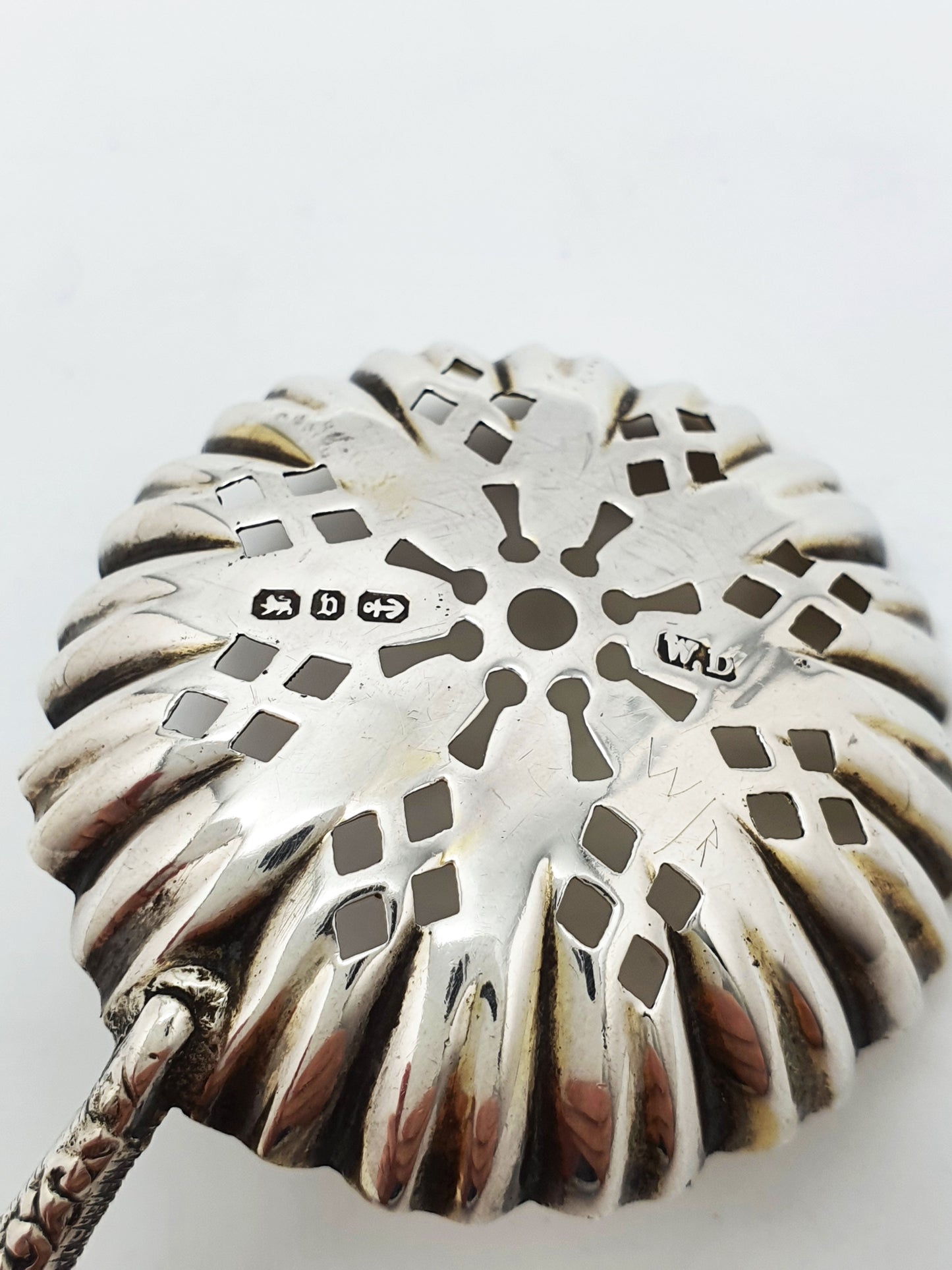 Antique Sterling Silver Sugar Sifter Spoon with Pierced Gilt Bowl – 1895