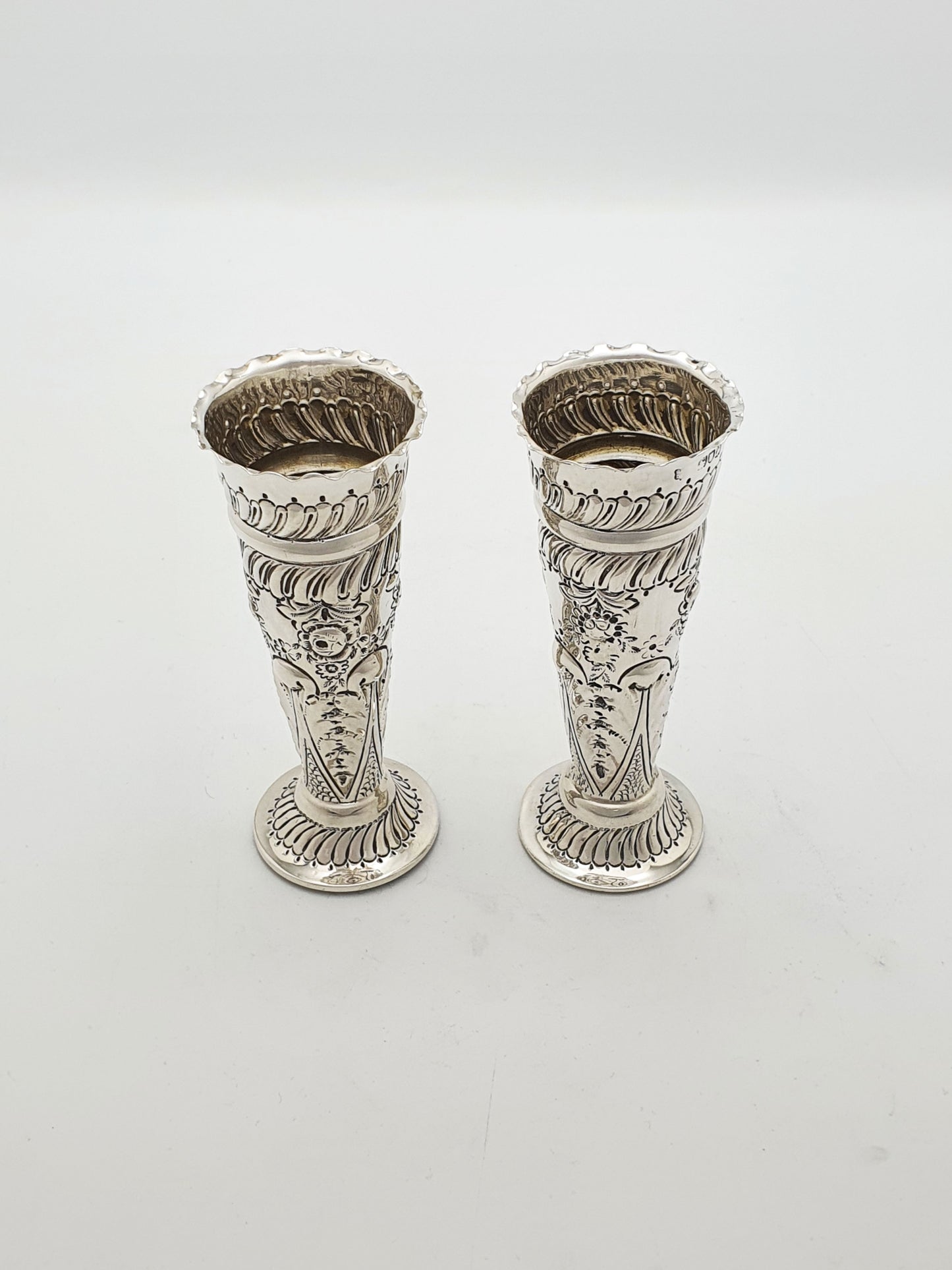 Lovely Pair of Victorian Sterling Silver Posy Vases - 1899