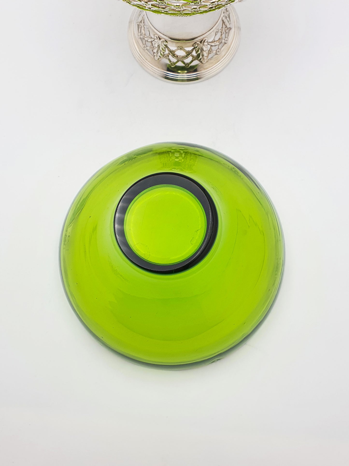 Fabulous Antique WMF Silver-Plated and Green Cut Glass Basket – circa 1910