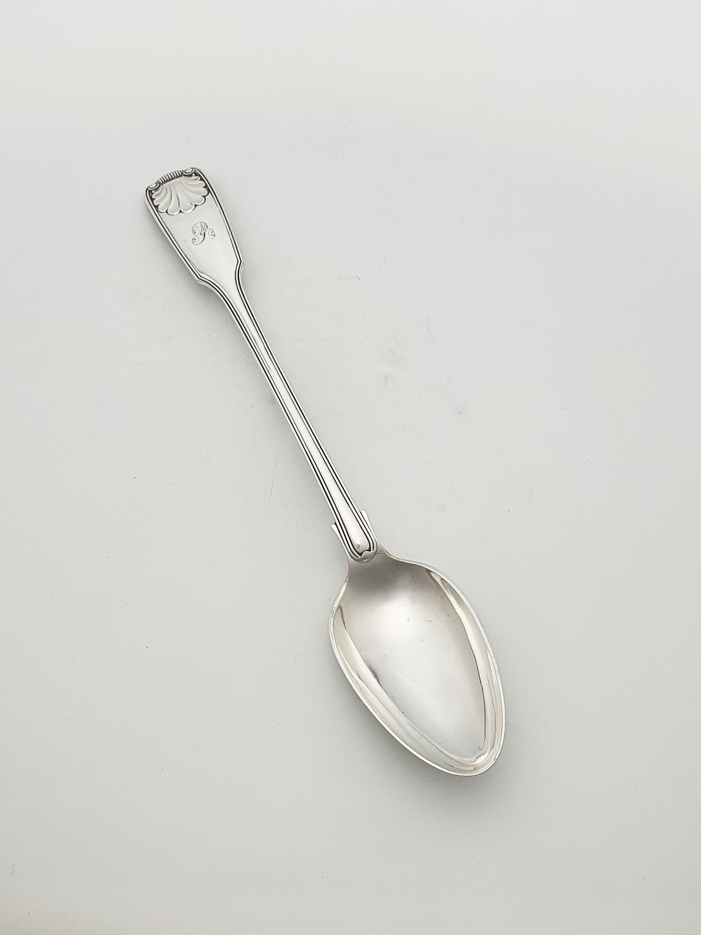 Antique Silver-Plated Fiddle, Thread & Shell Pattern Basting Spoon – circa 1890