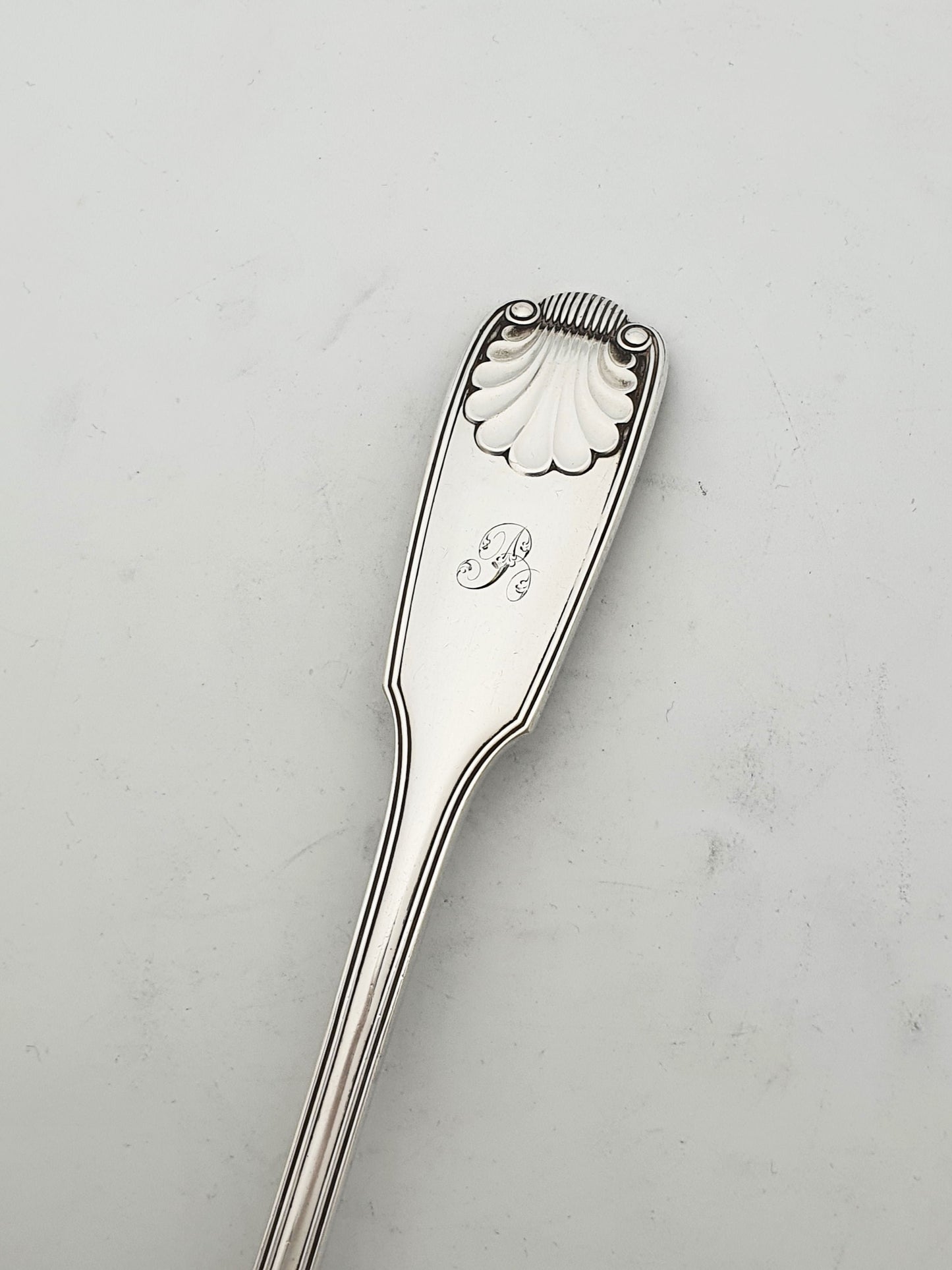Antique Silver-Plated Fiddle, Thread & Shell Pattern Basting Spoon – circa 1890