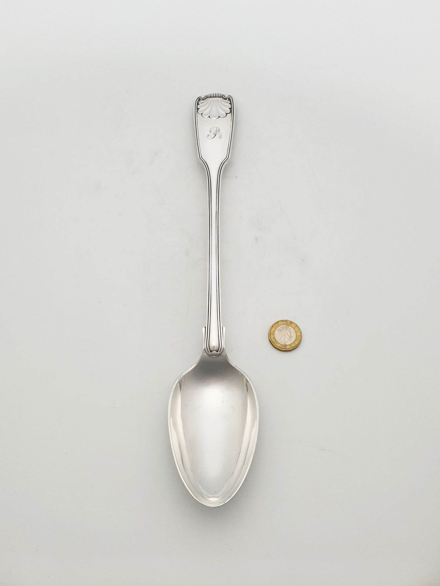 Antique Silver-Plated Fiddle, Thread & Shell Pattern Basting Spoon – circa 1890