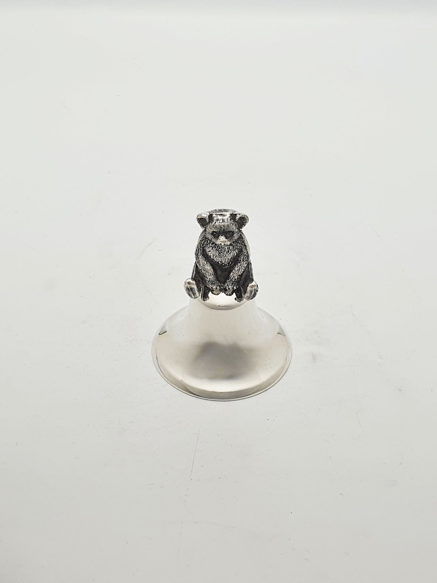 Unusual Antique Edwardian Sterling Silver Bear Table Bell - 1909