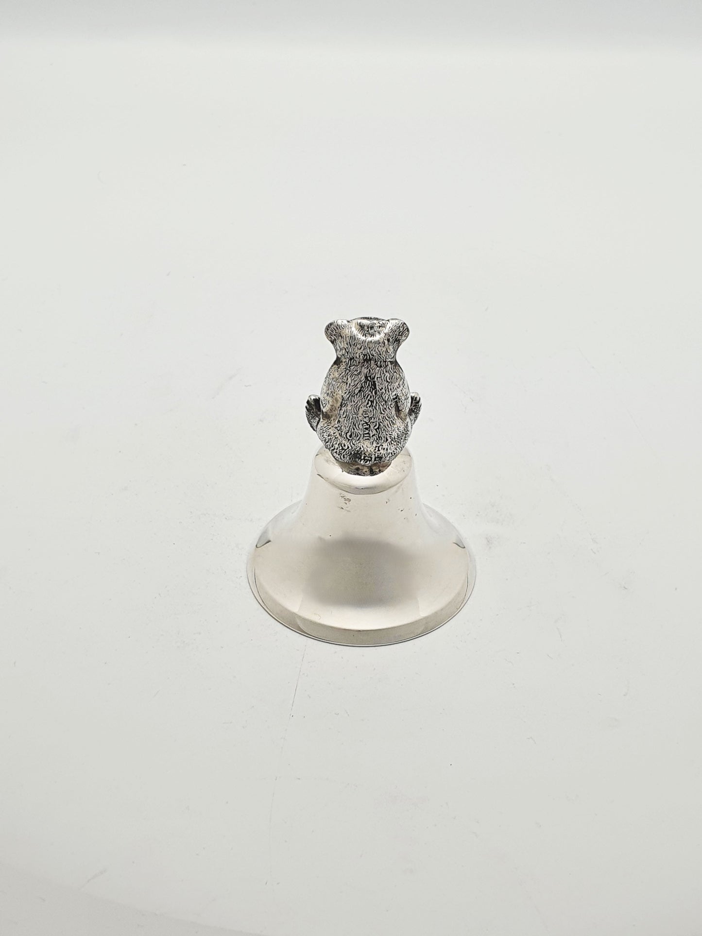 Unusual Antique Edwardian Sterling Silver Bear Table Bell - 1909