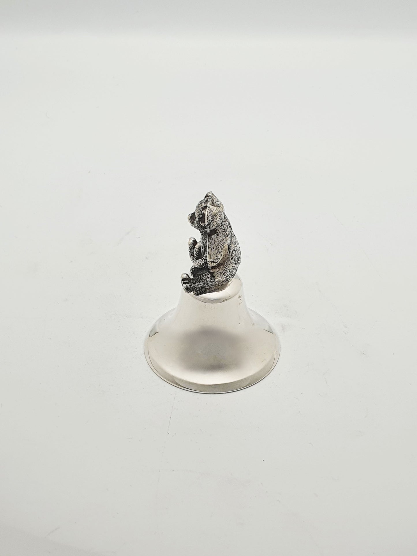 Unusual Antique Edwardian Sterling Silver Bear Table Bell - 1909