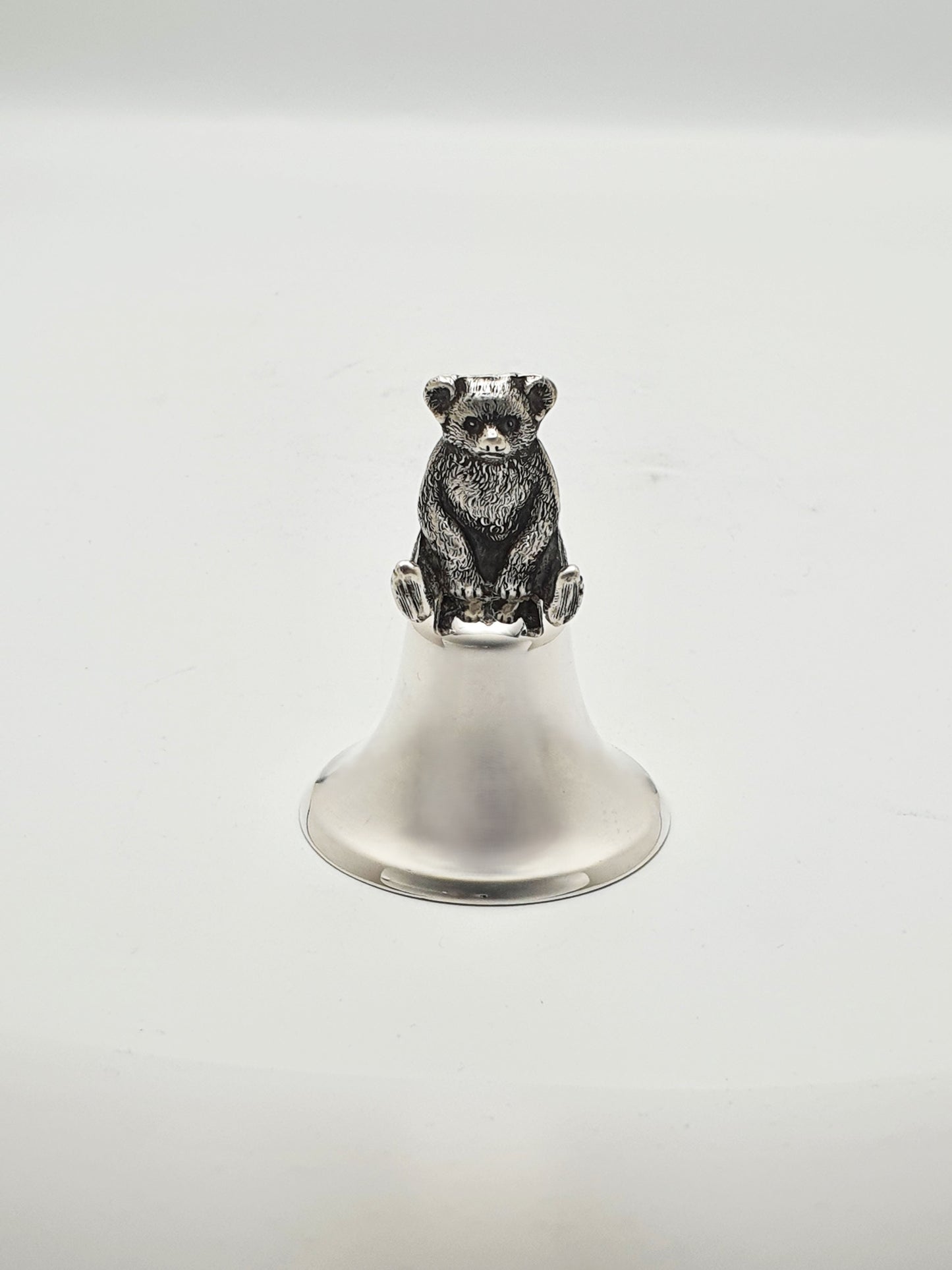 Unusual Antique Edwardian Sterling Silver Bear Table Bell - 1909