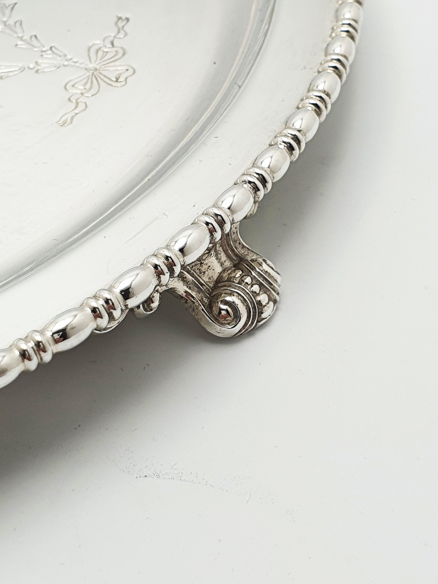 Nice Antique Silver-Plated Salver with Engraved Neoclassical Motif – circa 1905