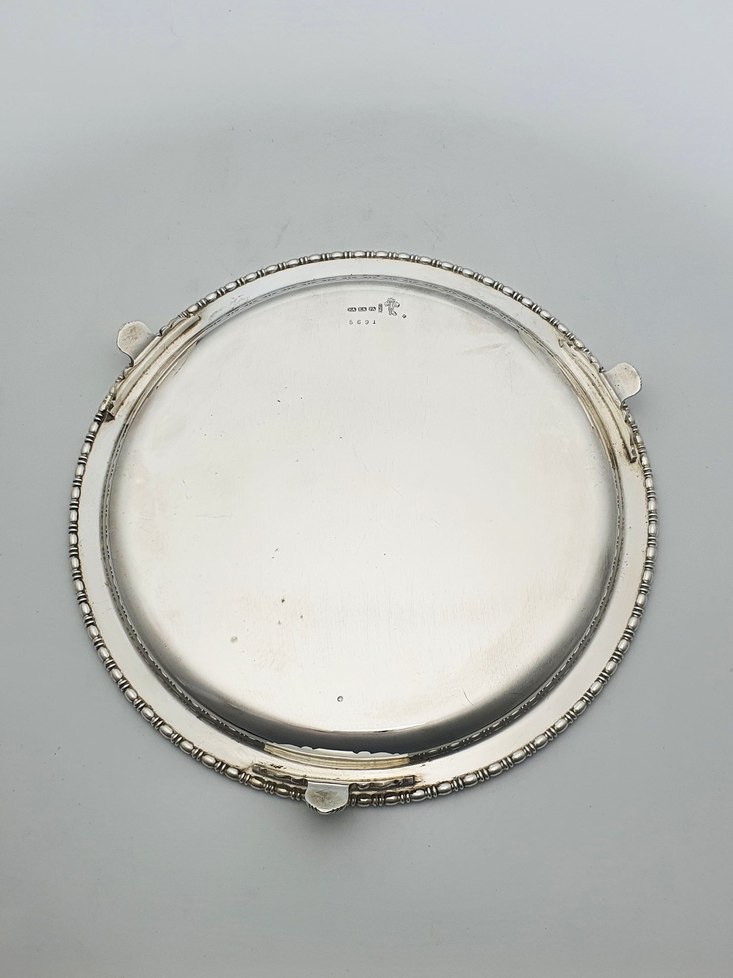 Nice Antique Silver-Plated Salver with Engraved Neoclassical Motif – circa 1905