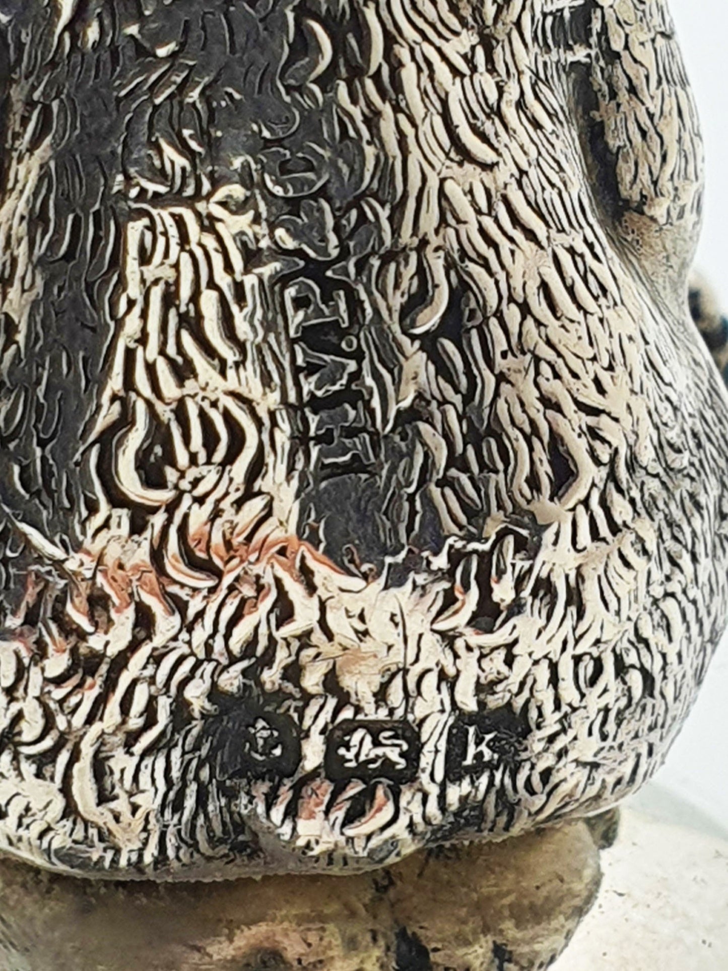 Unusual Antique Edwardian Sterling Silver Bear Table Bell - 1909