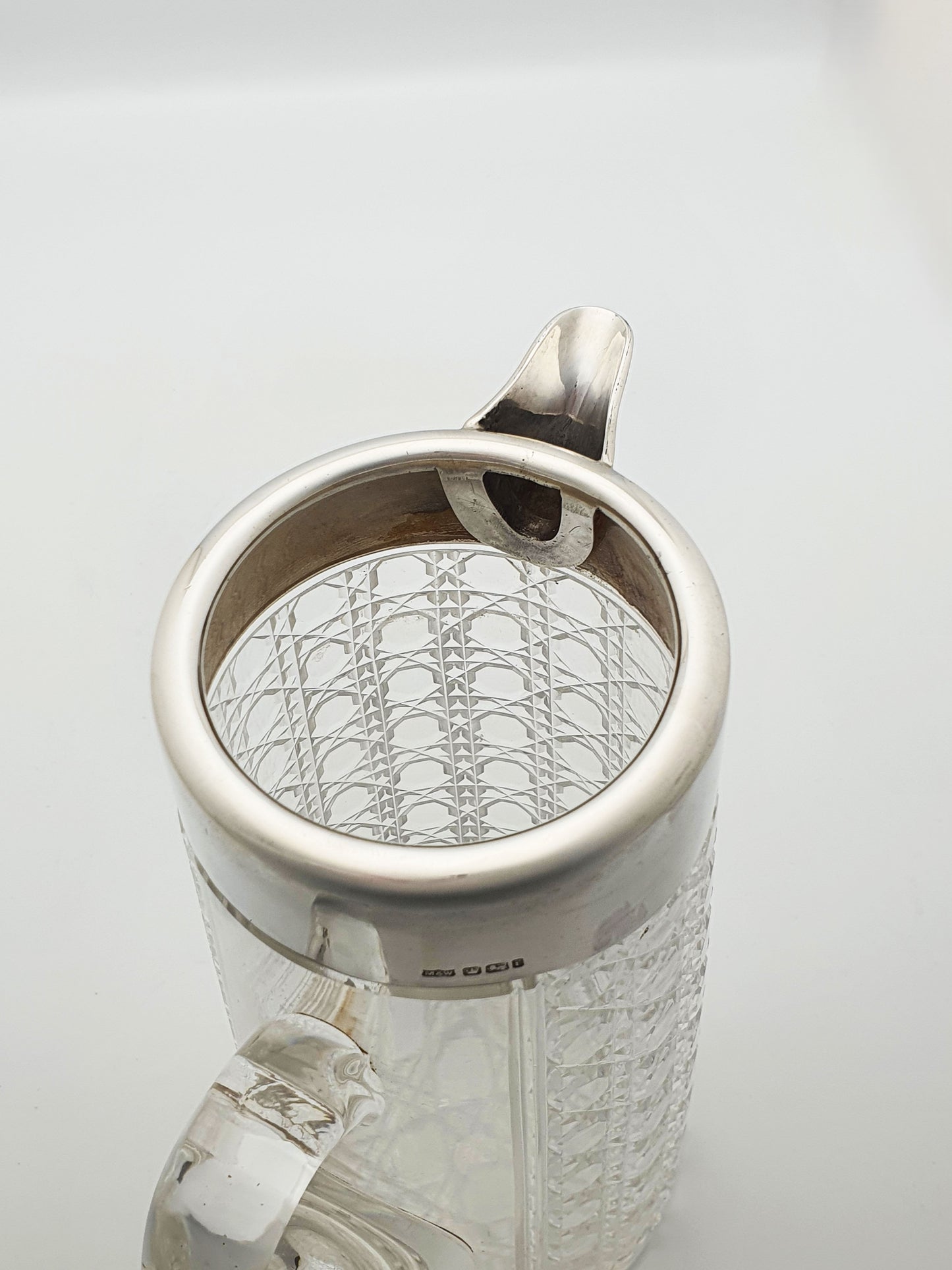 Lovely Antique Edwardian Silver Mounted Glass Jug by Mappin & Webb - 1901