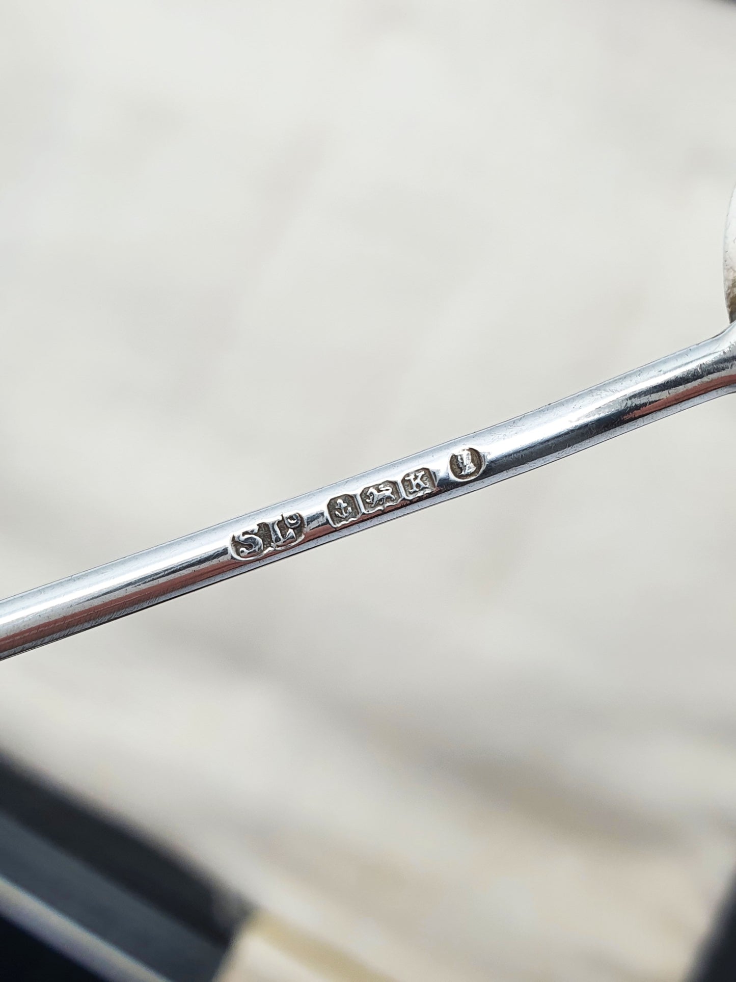 Set of Six Art Deco Solid Silver & Green Jade Coffee Spoons - 1934