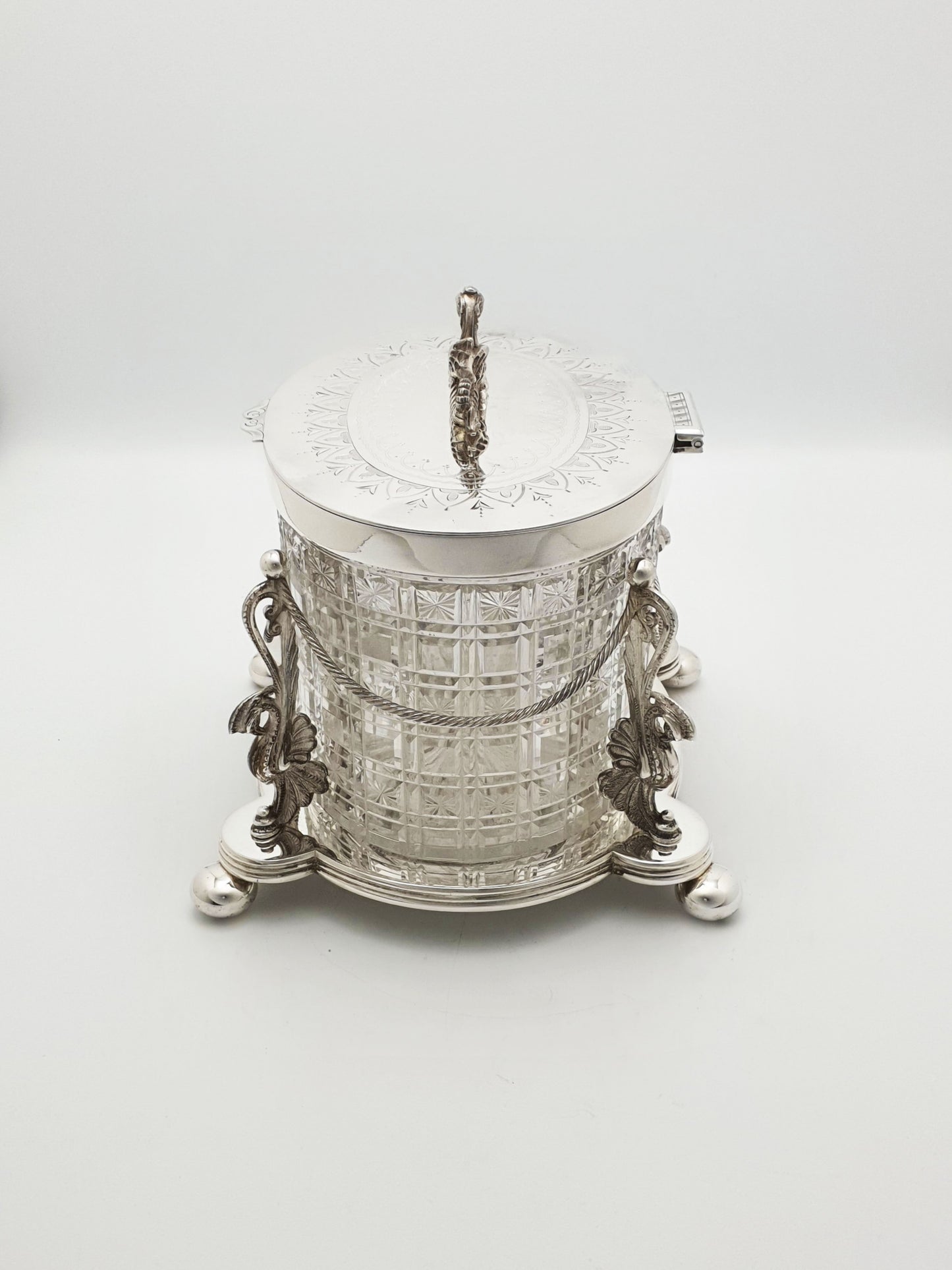 Magnificent Antique Victorian Biscuit Barrel with Heraldic Dragon Finial – circa 1870