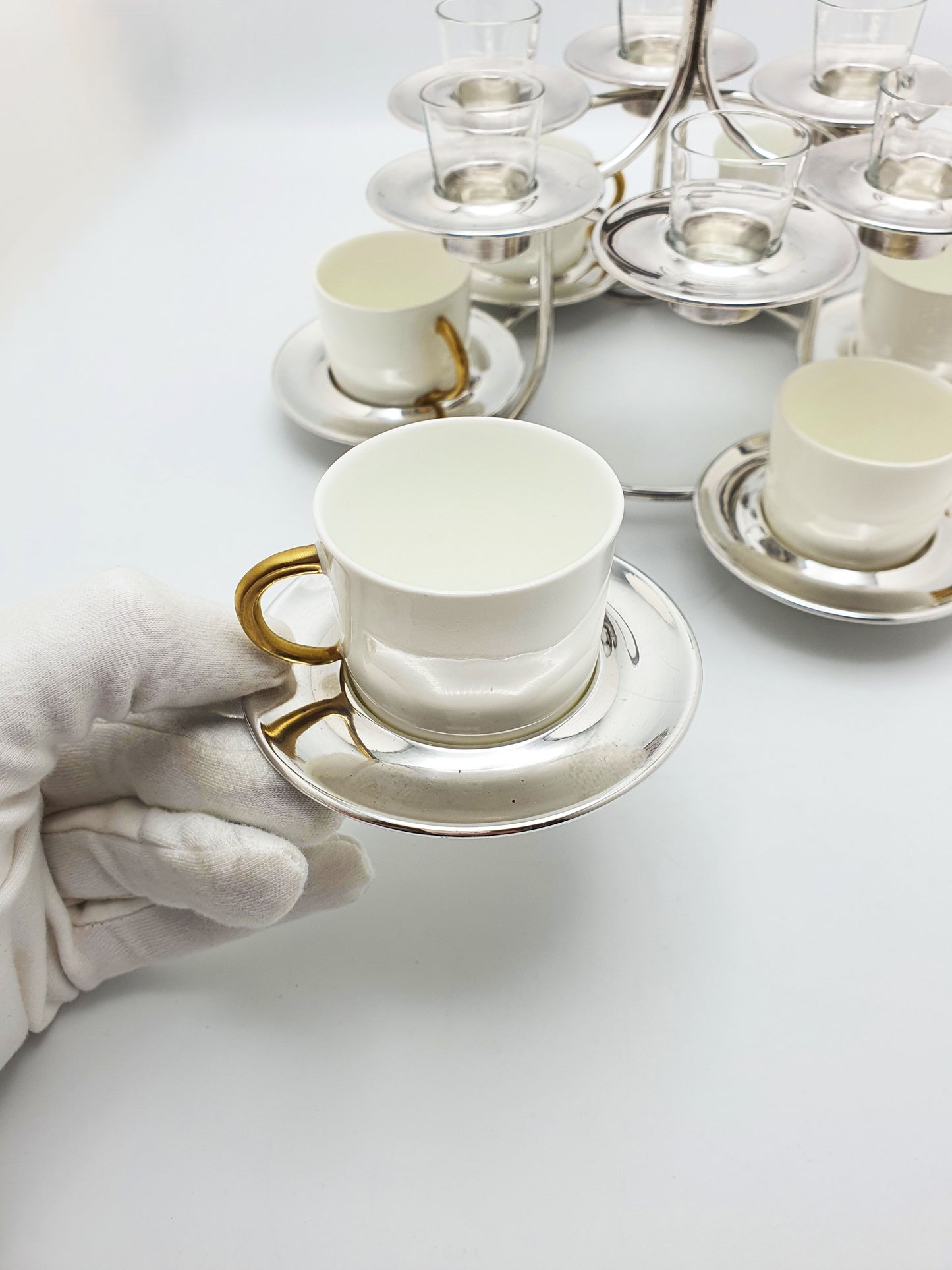 Rare Antique Elkington Demitasse & Liqueur Six Person Service – 1920