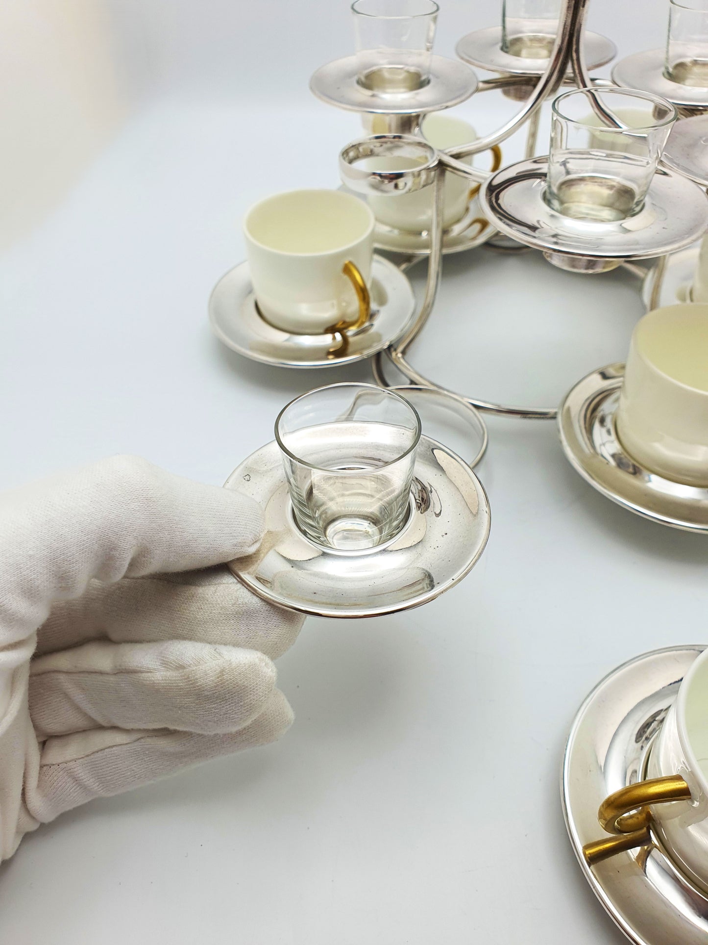 Rare Antique Elkington Demitasse & Liqueur Six Person Service – 1920