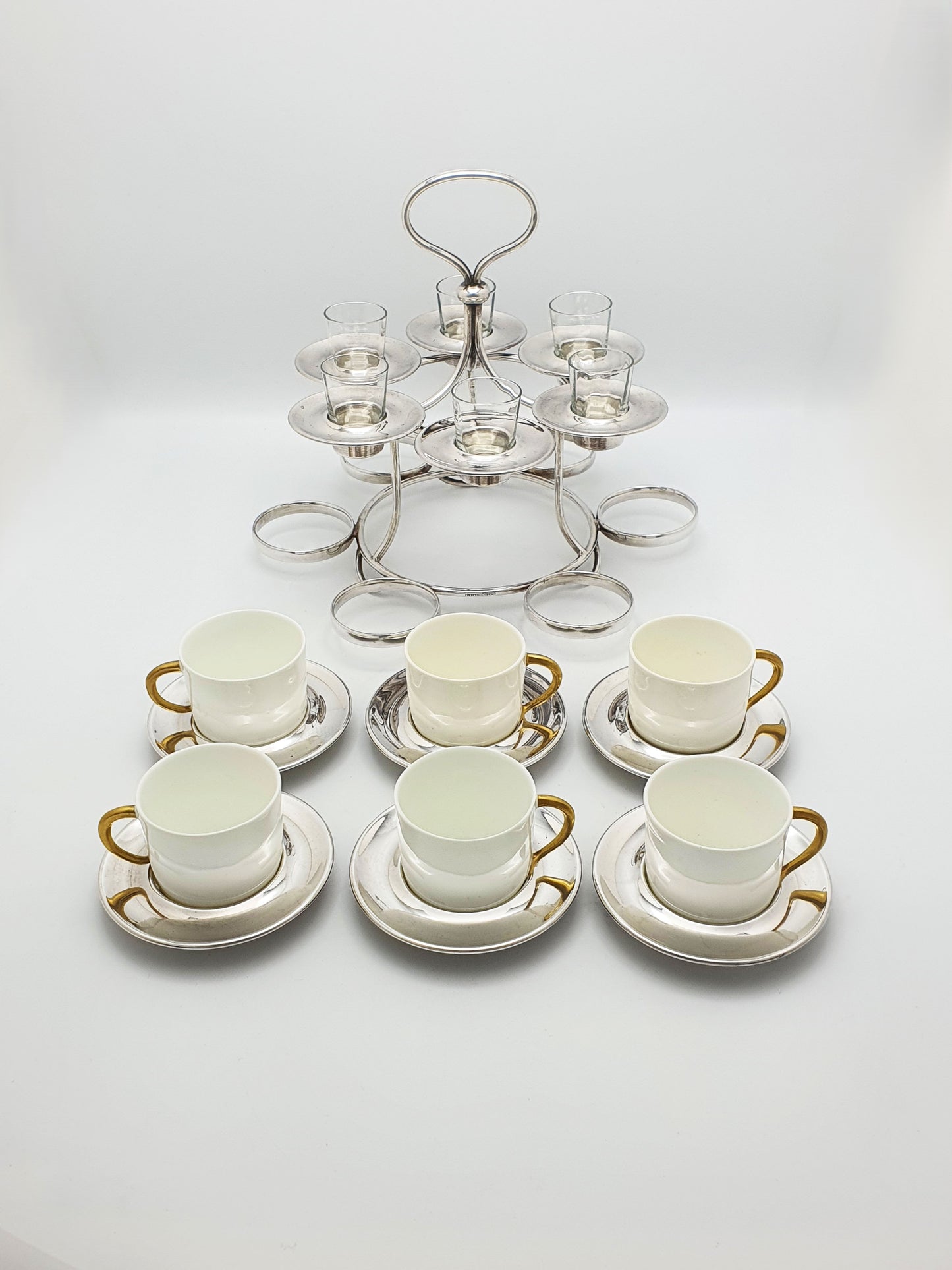 Rare Antique Elkington Demitasse & Liqueur Six Person Service – 1920