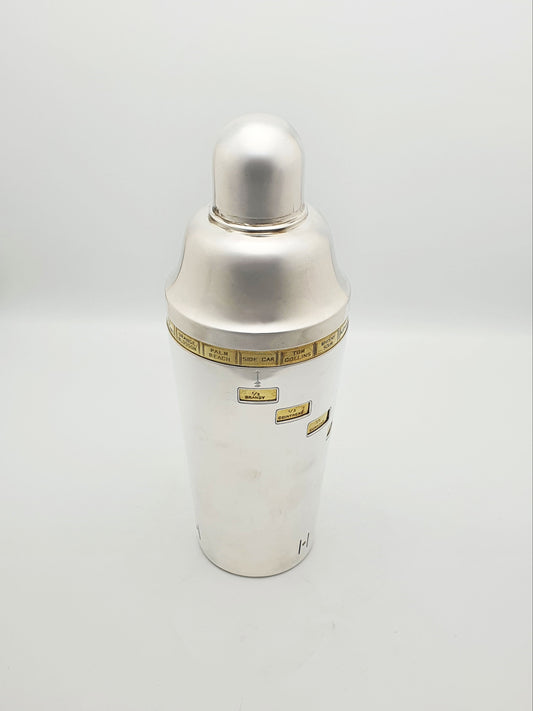 Fabulous Vintage English Silver-Plated Rotating Recipe Cocktail Shaker – circa 1940