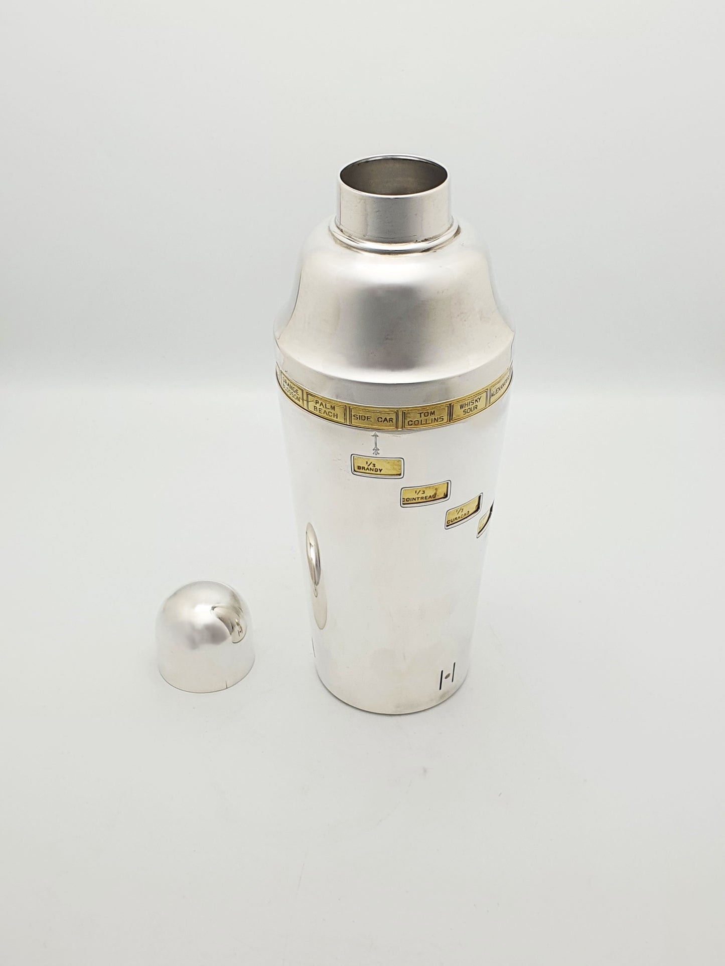 Fabulous Vintage English Silver-Plated Rotating Recipe Cocktail Shaker – circa 1940