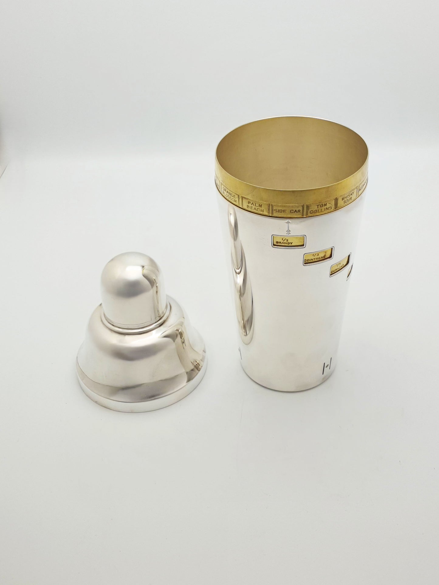 Fabulous Vintage English Silver-Plated Rotating Recipe Cocktail Shaker – circa 1940