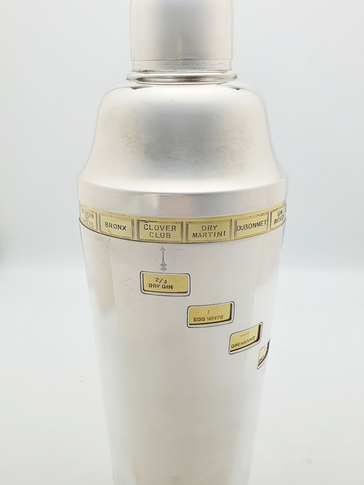 Fabulous Vintage English Silver-Plated Rotating Recipe Cocktail Shaker – circa 1940