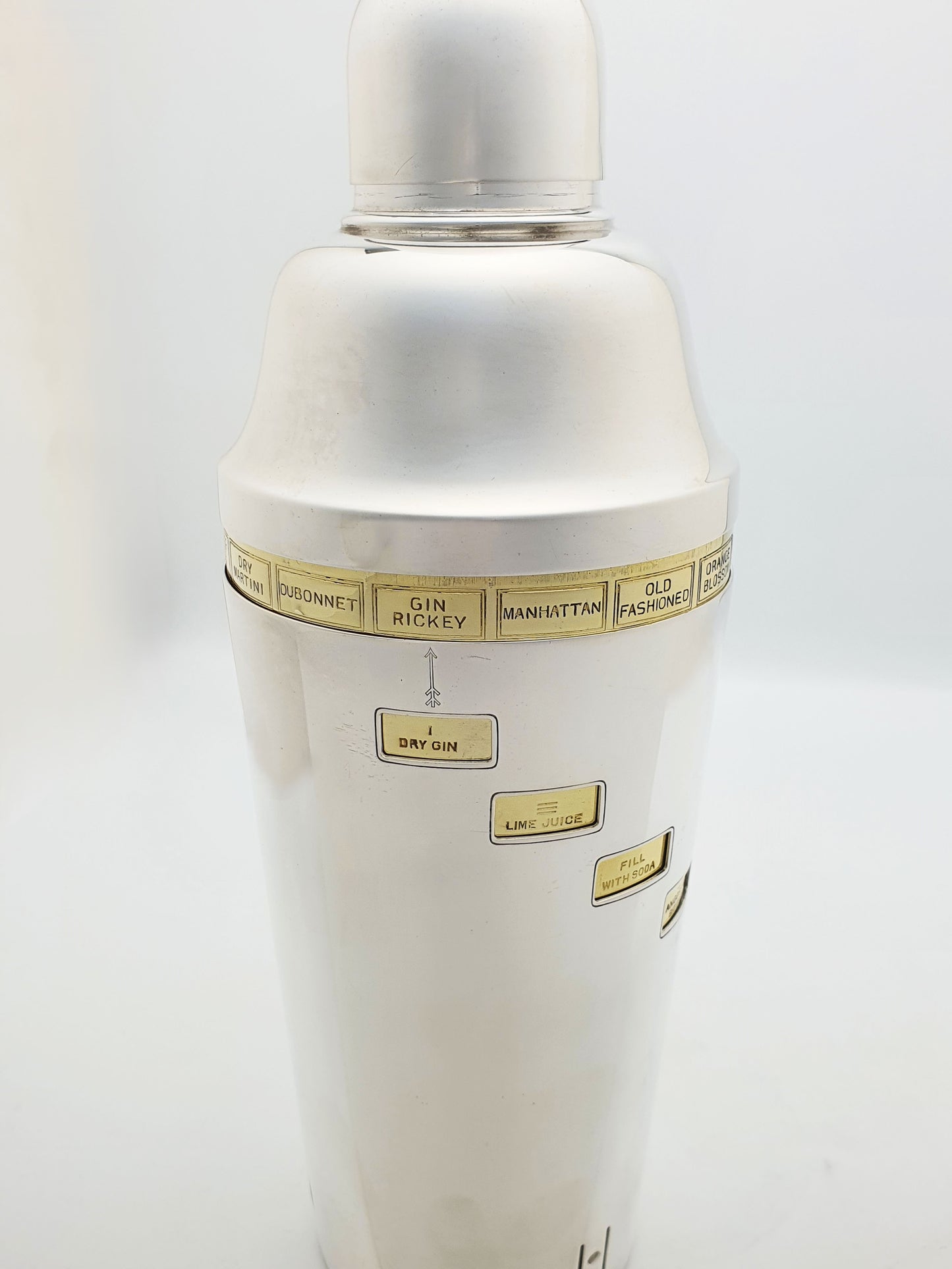 Fabulous Vintage English Silver-Plated Rotating Recipe Cocktail Shaker – circa 1940