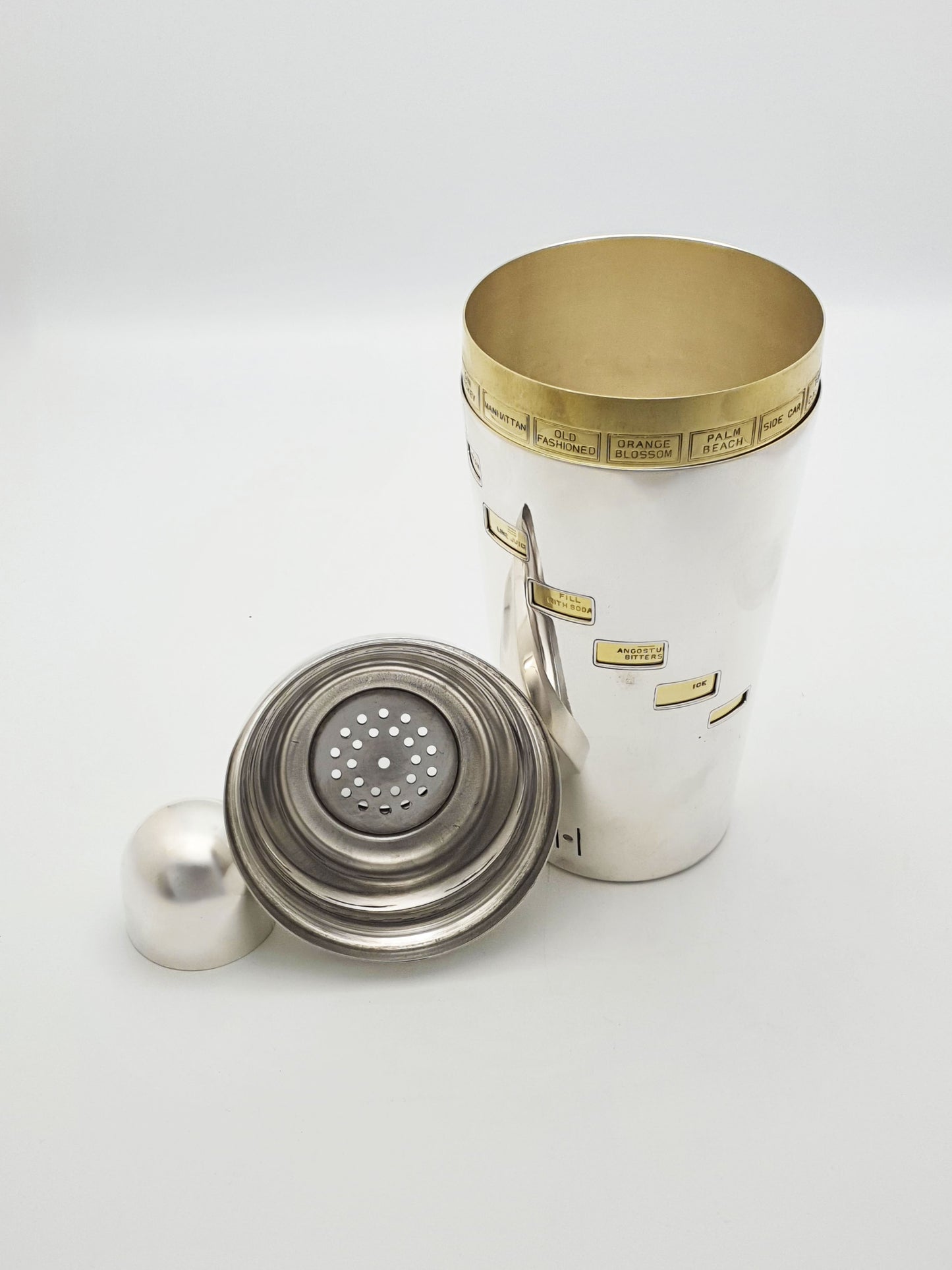 Fabulous Vintage English Silver-Plated Rotating Recipe Cocktail Shaker – circa 1940