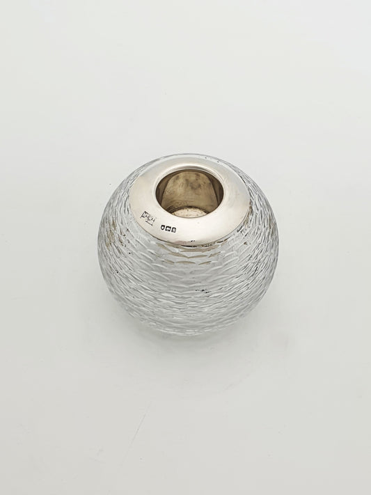 Nice Antique Edwardian Sterling Silver & Textured Glass Match Striker – London, 1902