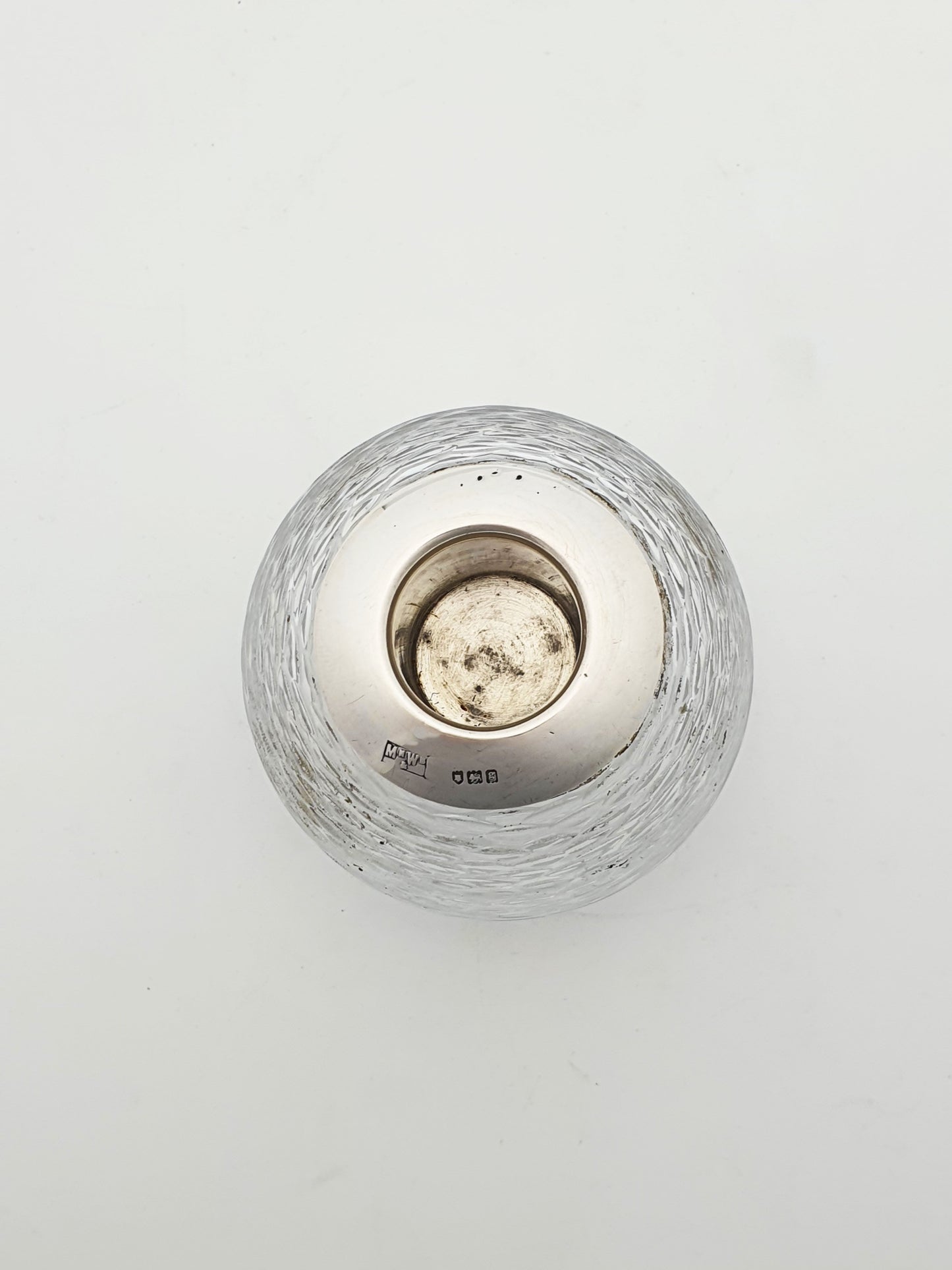 Nice Antique Edwardian Sterling Silver & Textured Glass Match Striker – London, 1902