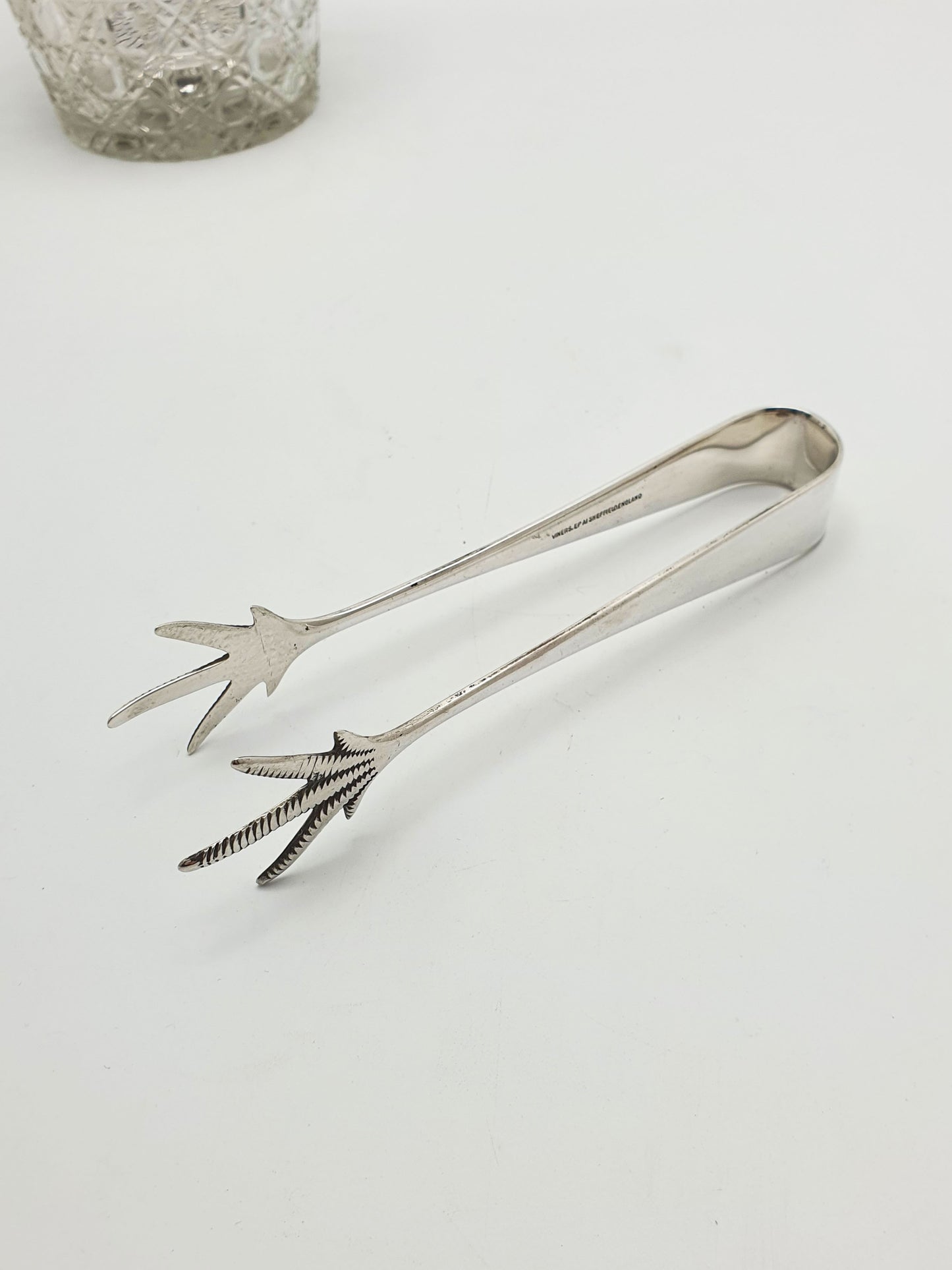 Lovely Antique Cut Glass & Silver-Plated Ice Bucket with Claw Tongs – circa 1920