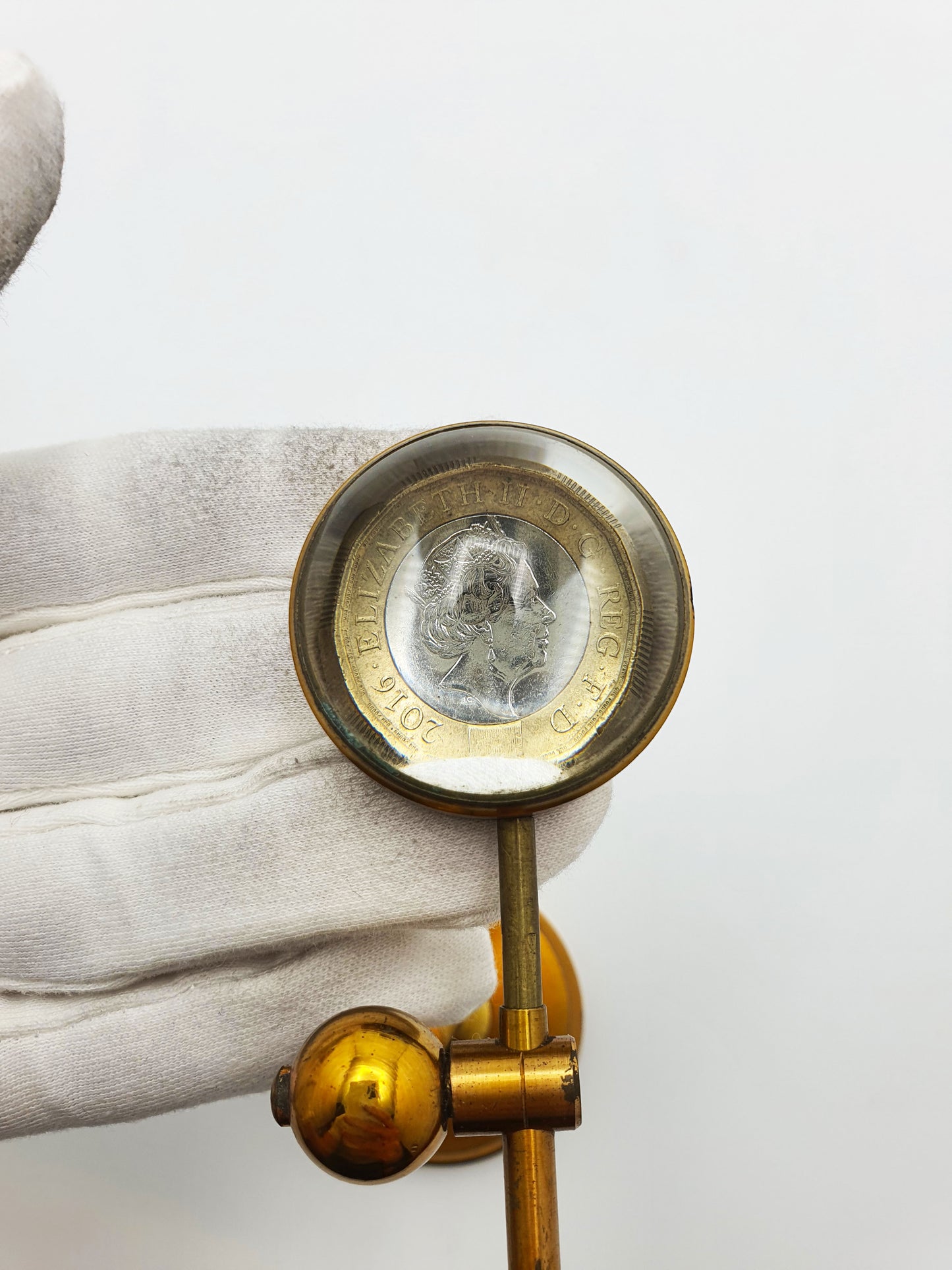 Handsome Antique Edwardian Brass Laboratory Magnifier on Stand – circa 1905