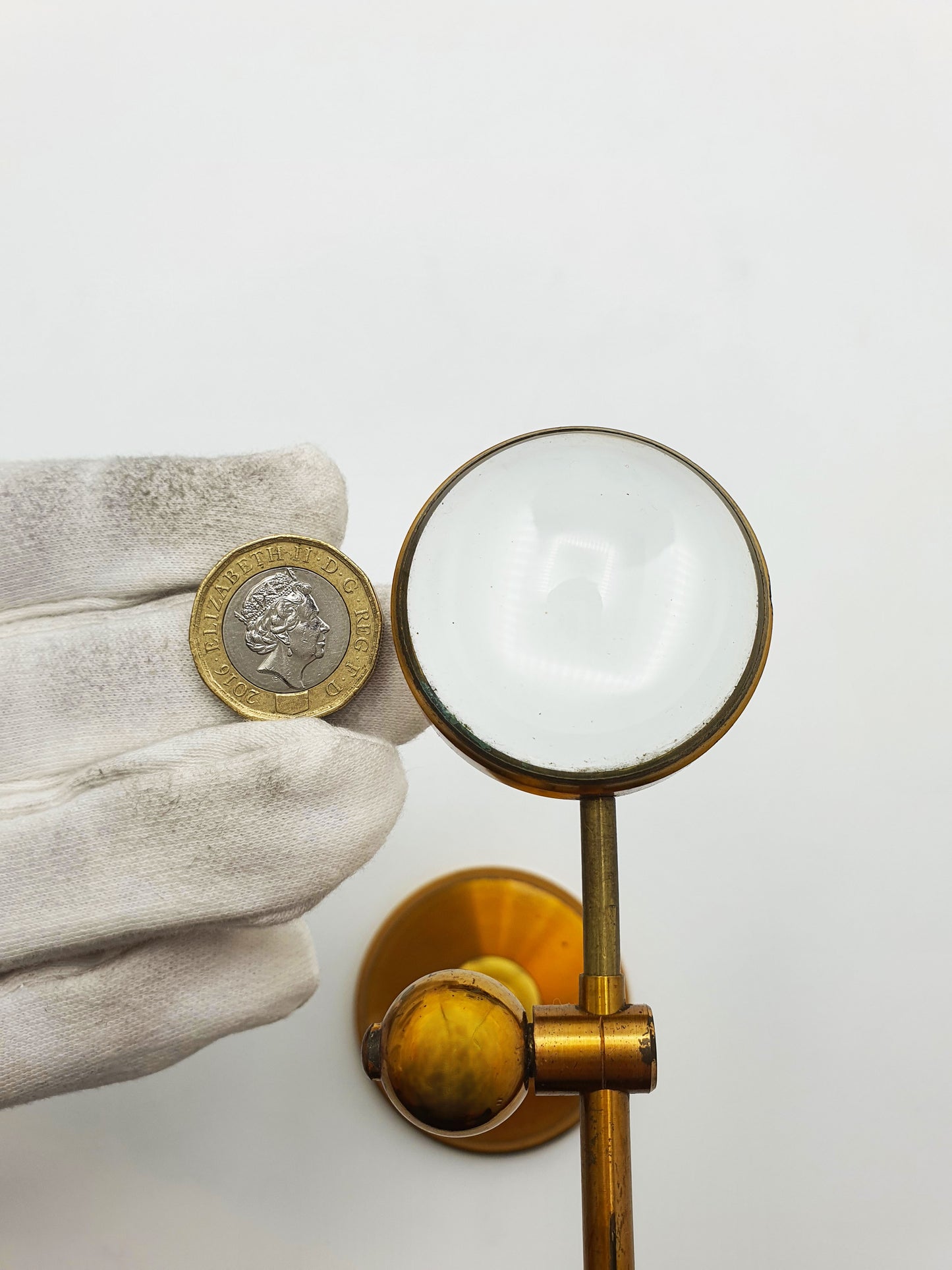 Handsome Antique Edwardian Brass Laboratory Magnifier on Stand – circa 1905