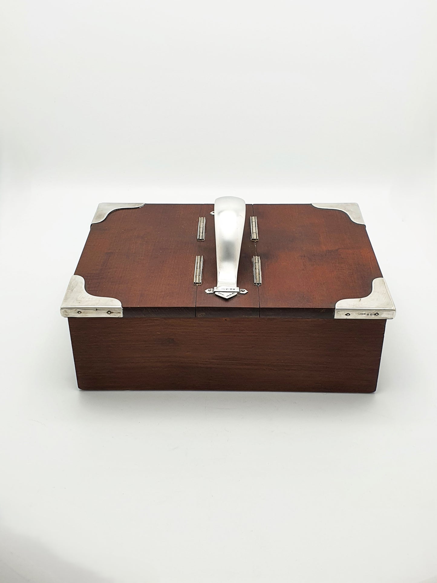 Antique Sterling Silver Mounted Mahogany Cigar Box – London, 1919