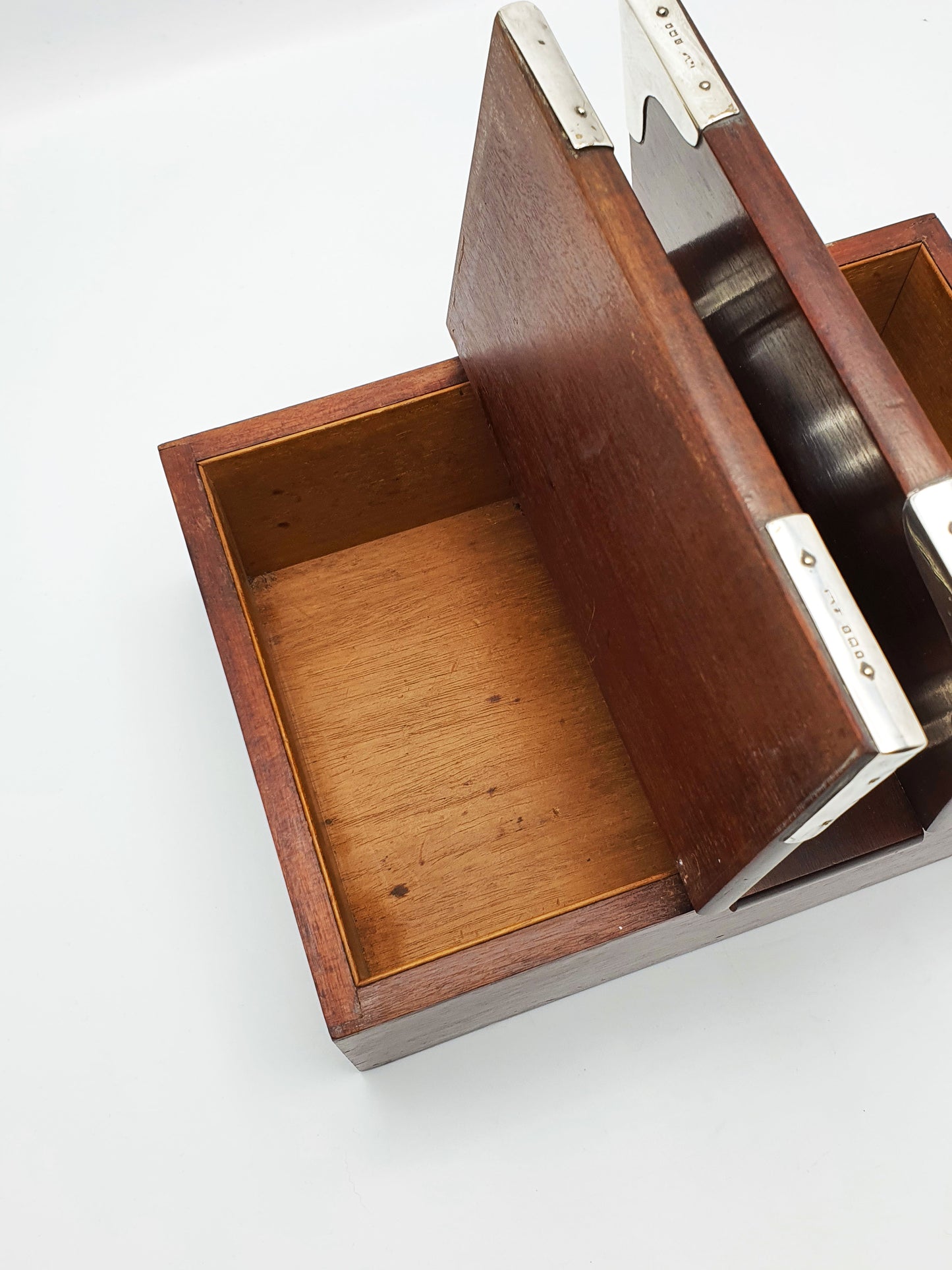 Antique Sterling Silver Mounted Mahogany Cigar Box – London, 1919