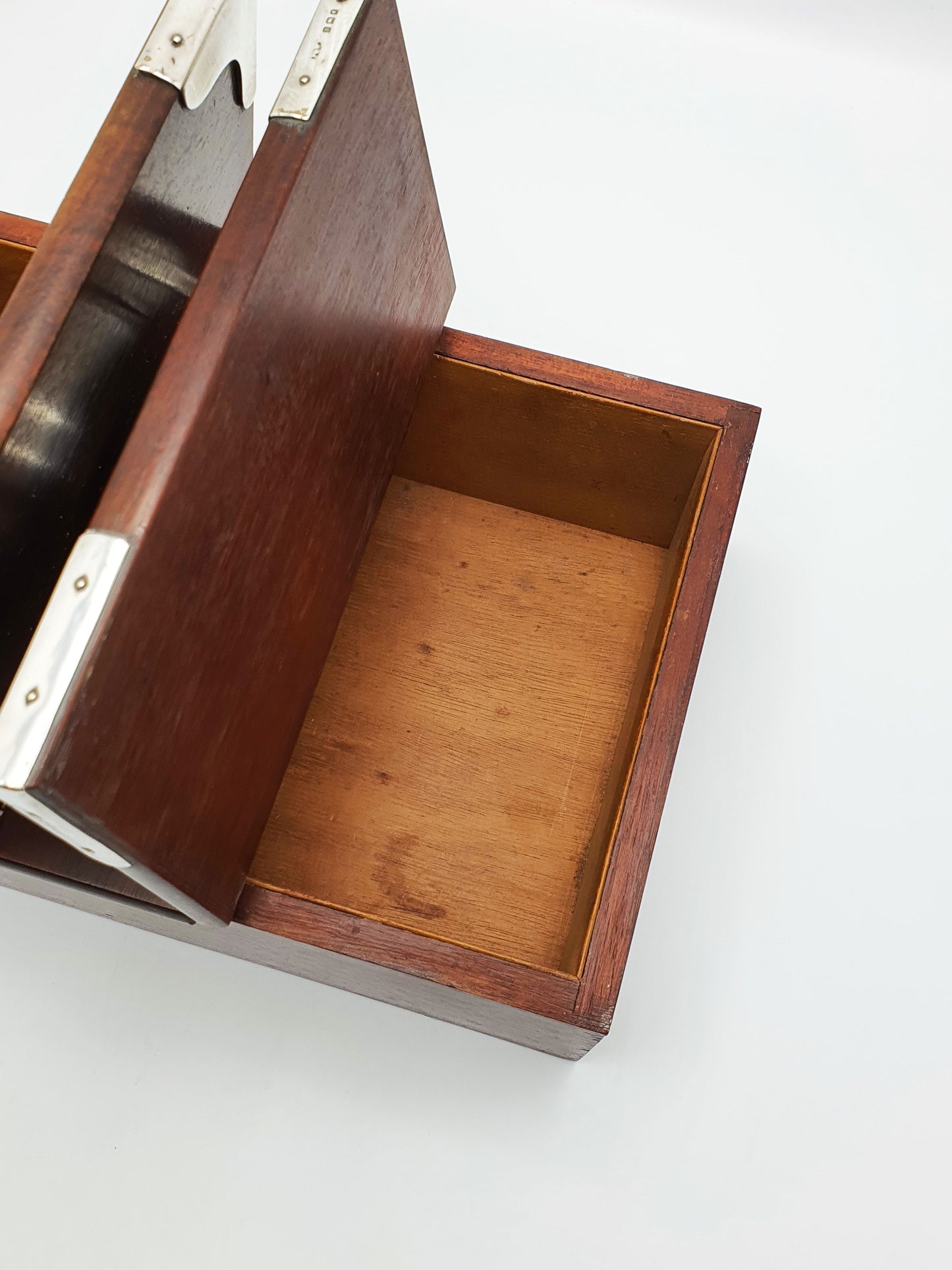 Antique Sterling Silver Mounted Mahogany Cigar Box – London, 1919