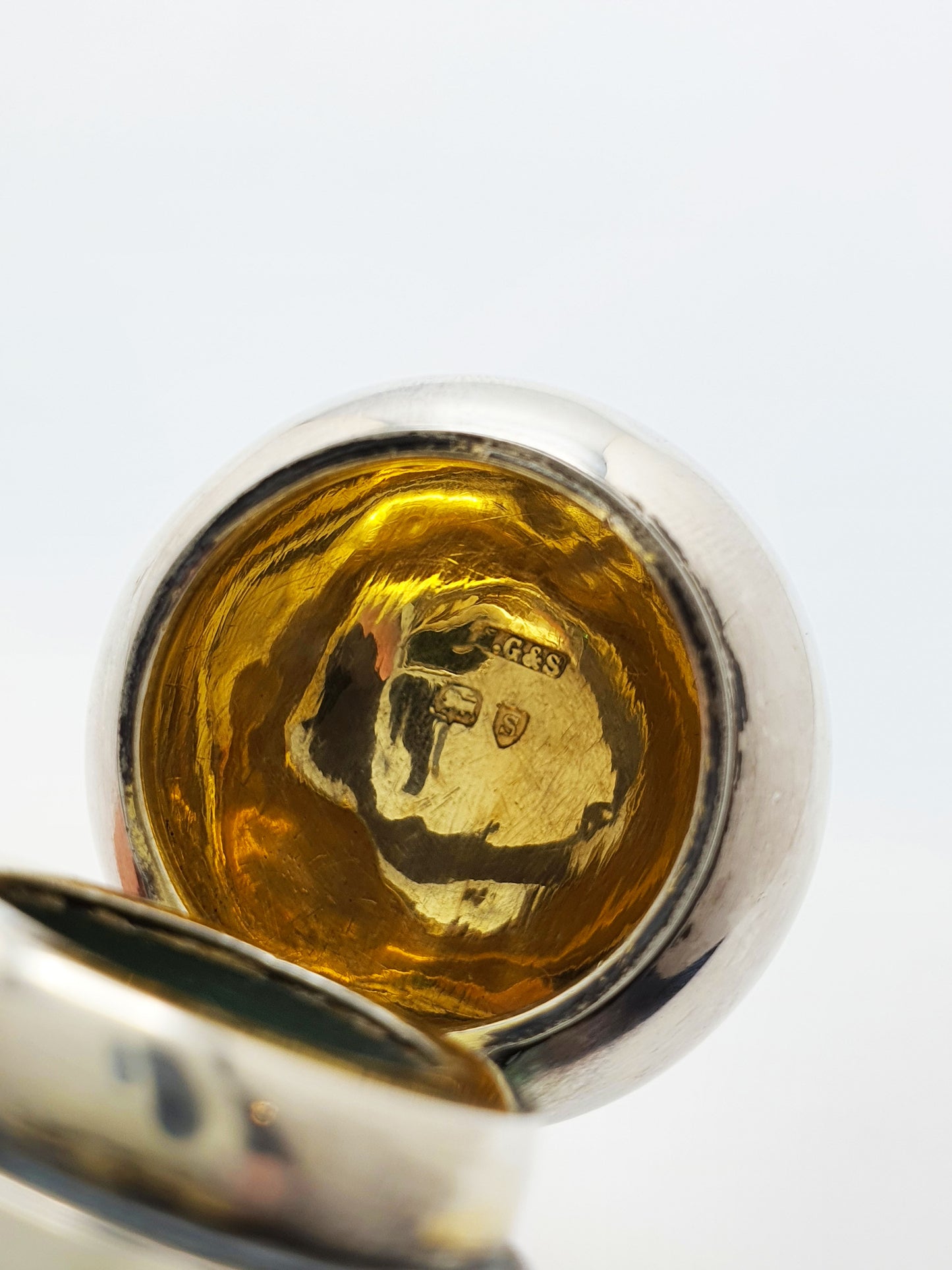 Unusual Antique Victorian Green Glass & Sterling Silver Perfume Bottle- 1893