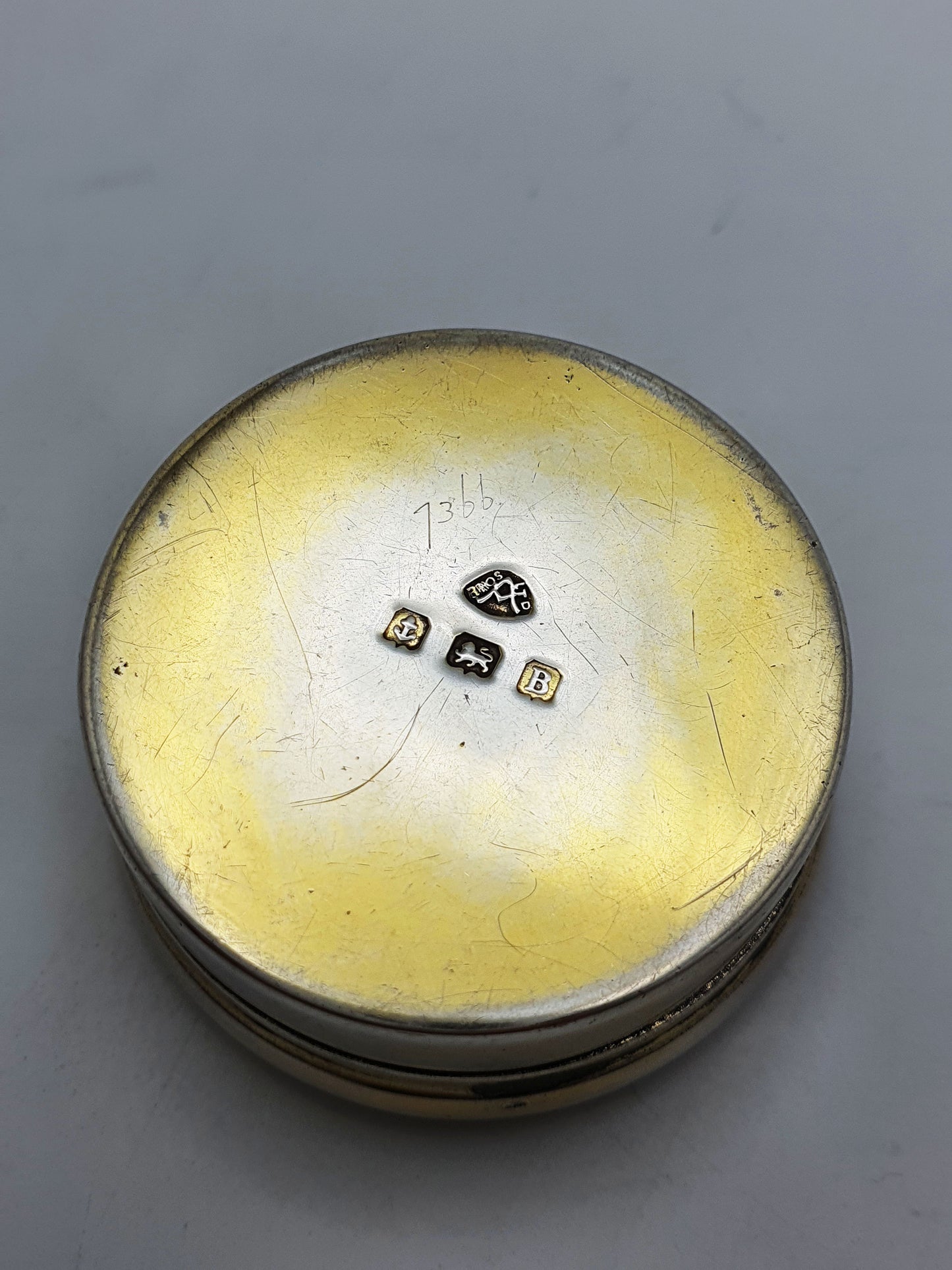 Antique Sterling Silver & Purple Guilloché Enamel Pill Box - 1926