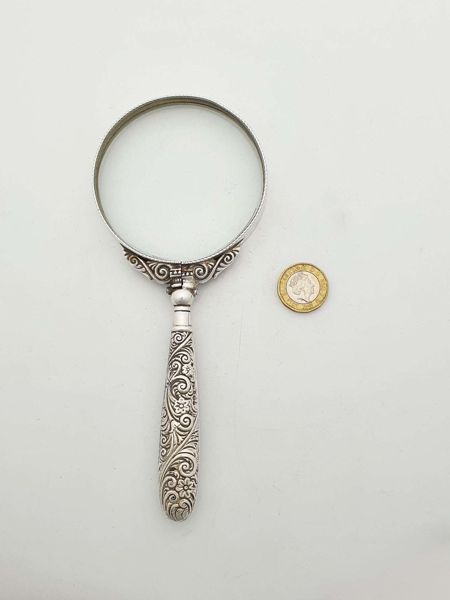 Antique Ornate Sterling Silver handled Magnifying Glass - 1900