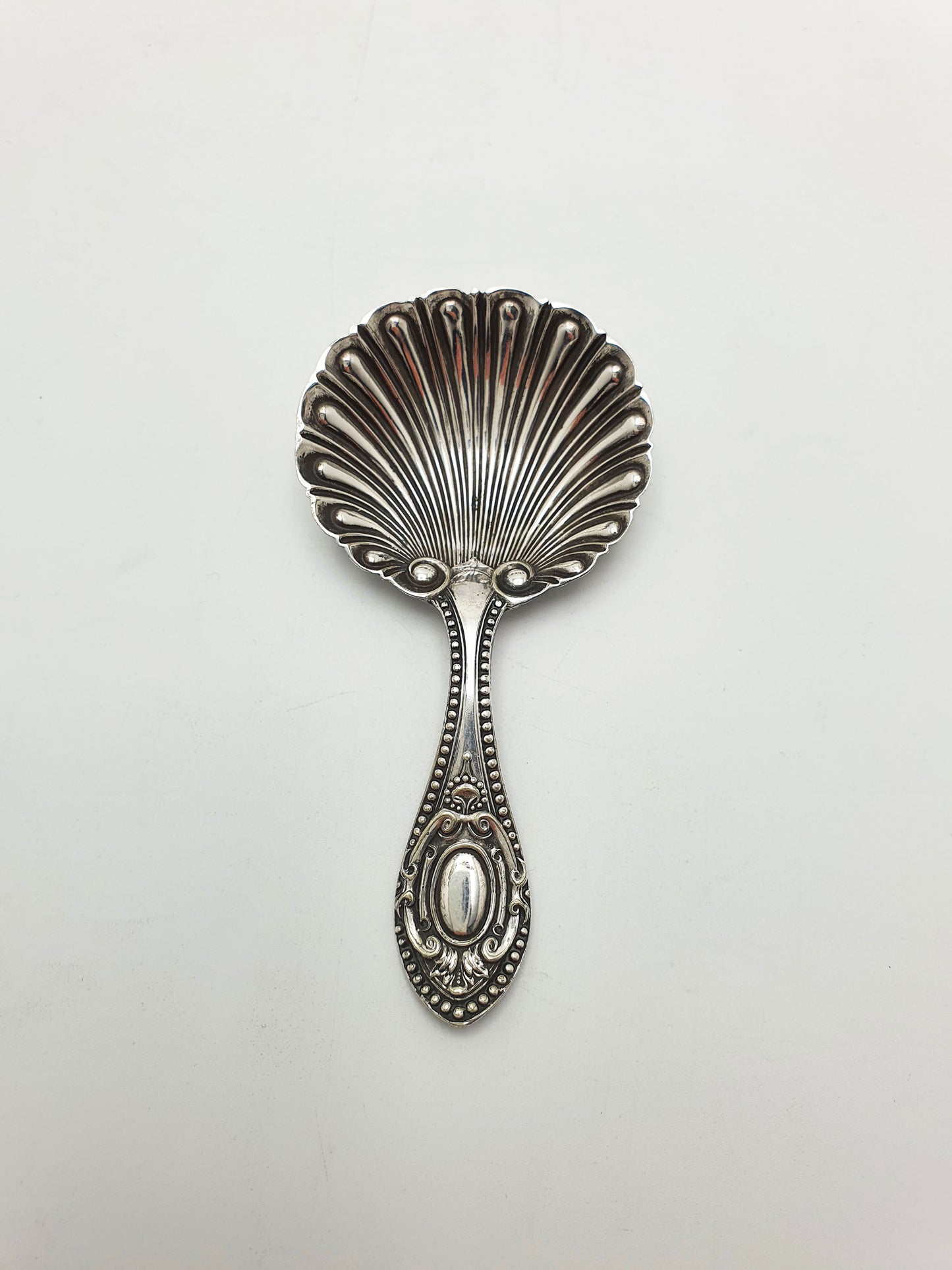 Lovely Antique Silver-Plated Tea Caddy with Shell Spoon – circa 1860