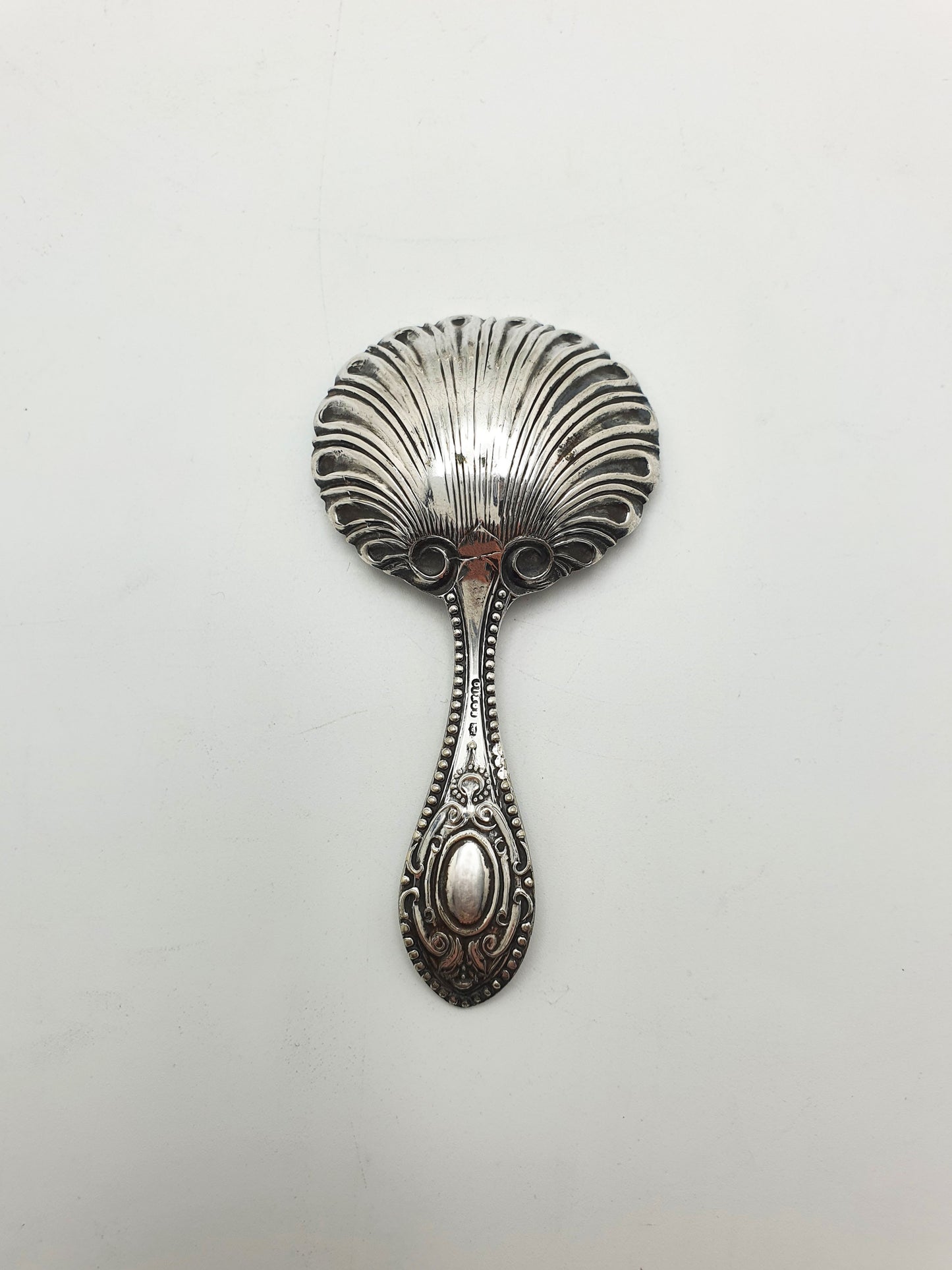 Lovely Antique Silver-Plated Tea Caddy with Shell Spoon – circa 1860