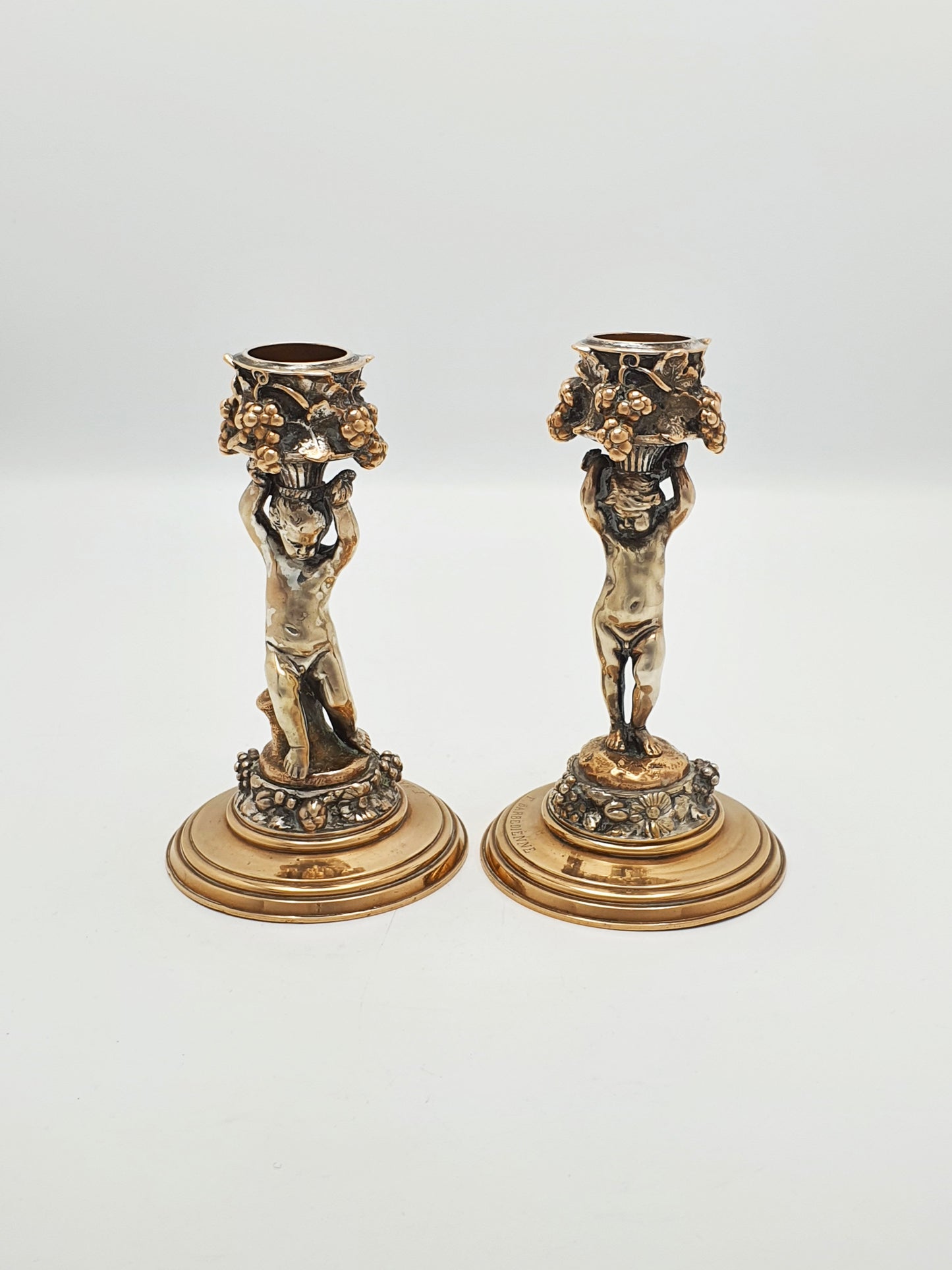 Stunning Pair of Antique French Figural Candlesticks by F Barbedienne – circa 1860