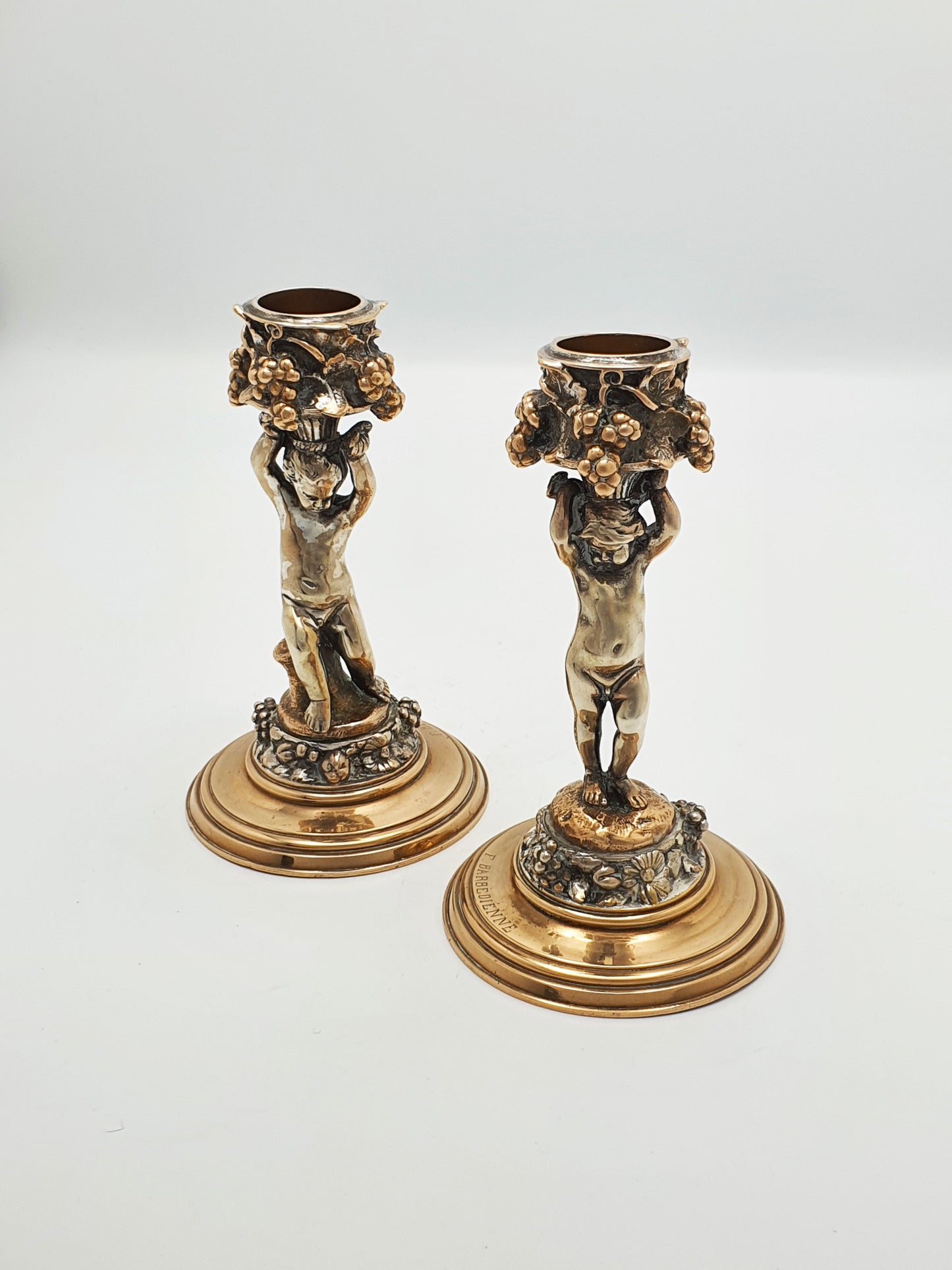Stunning Pair of Antique French Figural Candlesticks by F Barbedienne – circa 1860