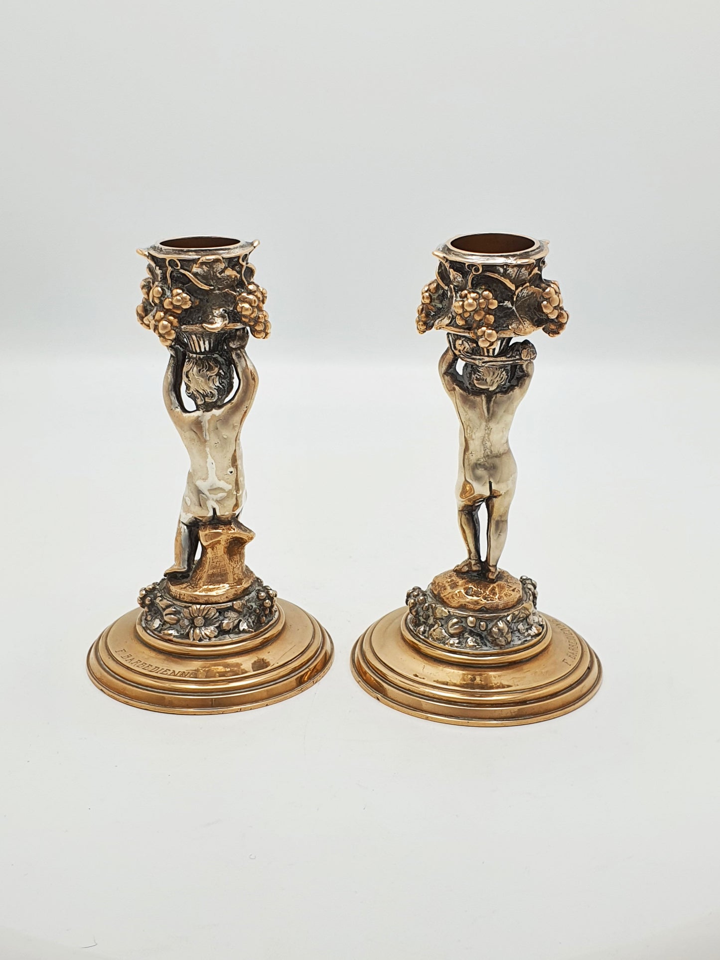 Stunning Pair of Antique French Figural Candlesticks by F Barbedienne – circa 1860