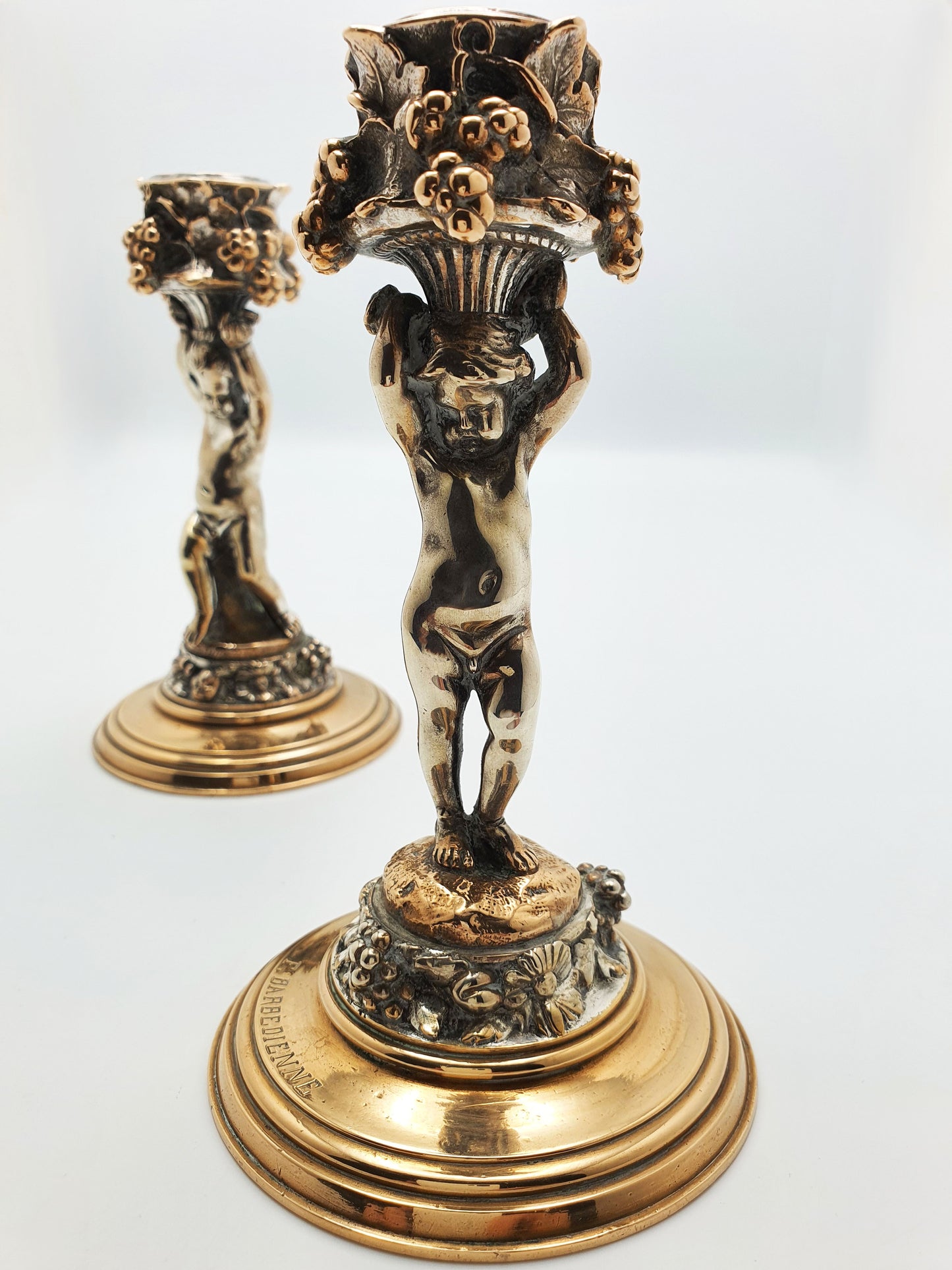 Stunning Pair of Antique French Figural Candlesticks by F Barbedienne – circa 1860