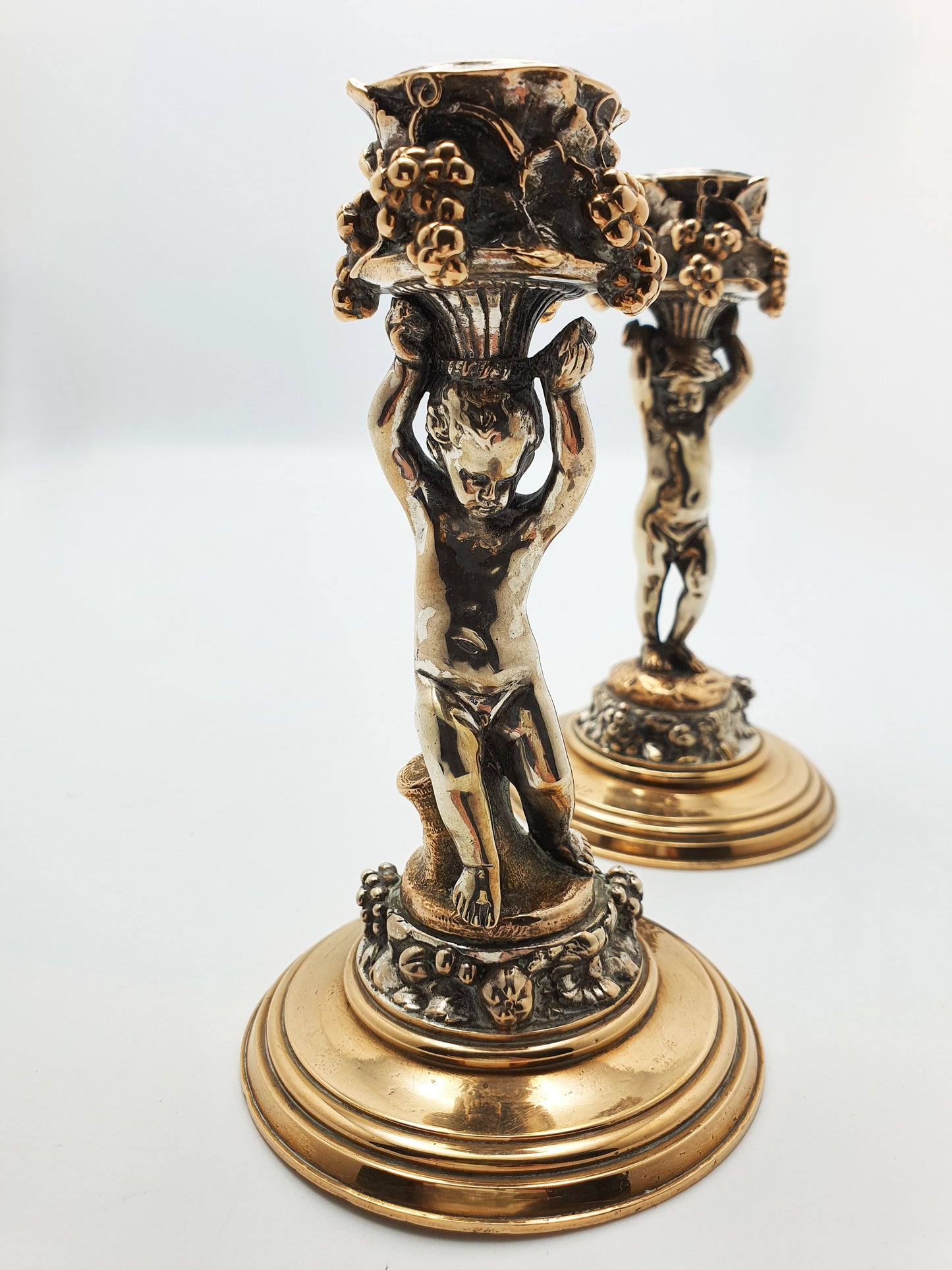 Stunning Pair of Antique French Figural Candlesticks by F Barbedienne – circa 1860