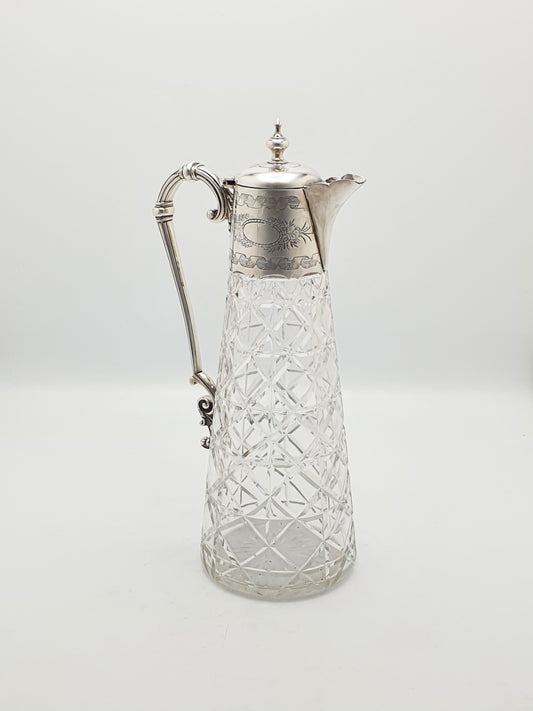 Splendid Antique Victorian Silver-Plate Mounted Cut Glass Claret Jug – circa 1880