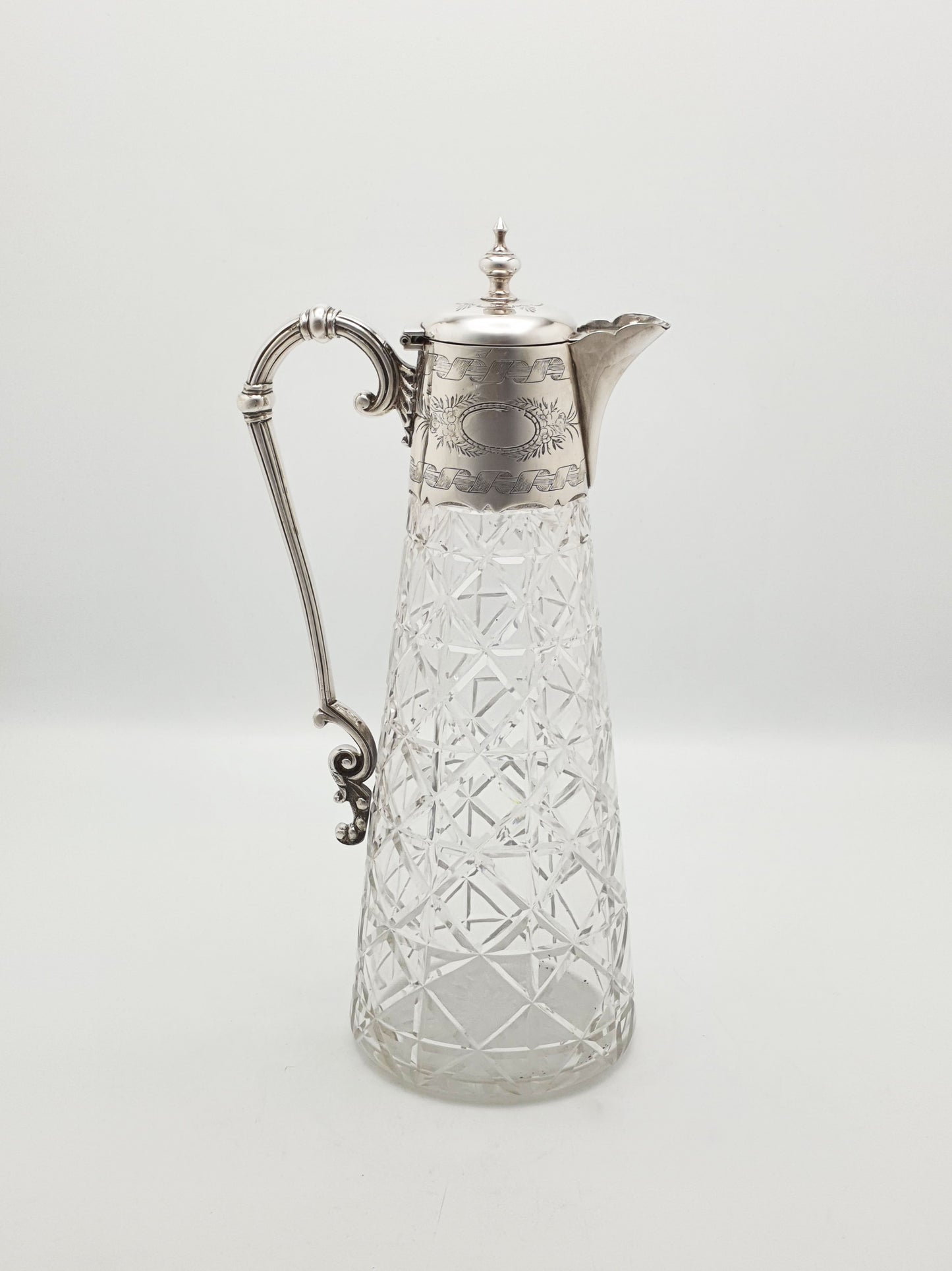 Splendid Antique Victorian Silver-Plate Mounted Cut Glass Claret Jug – circa 1880